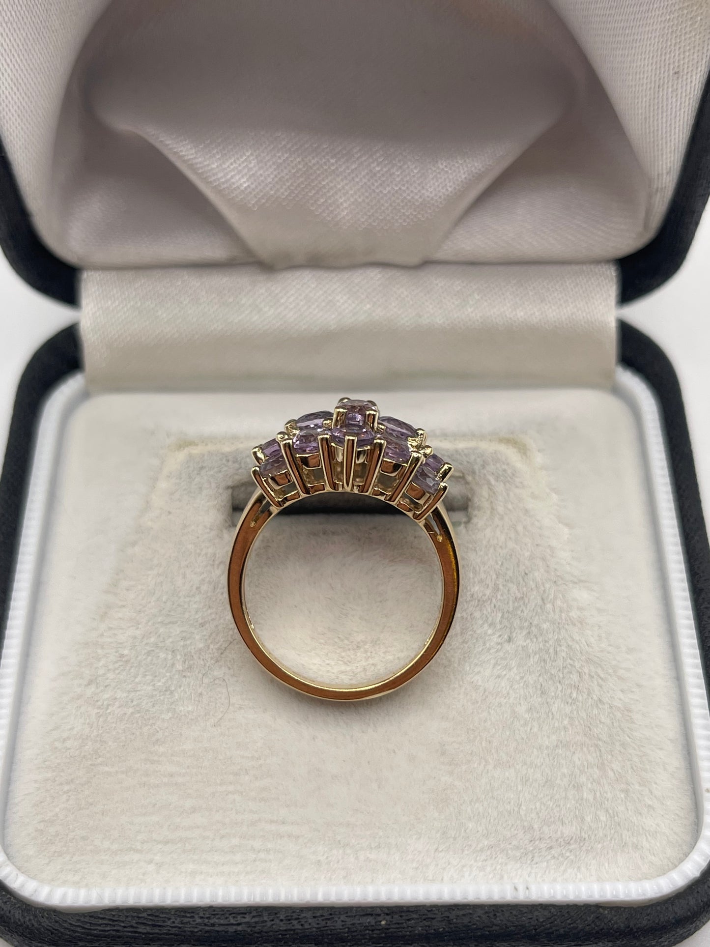 9ct gold amethyst cluster ring