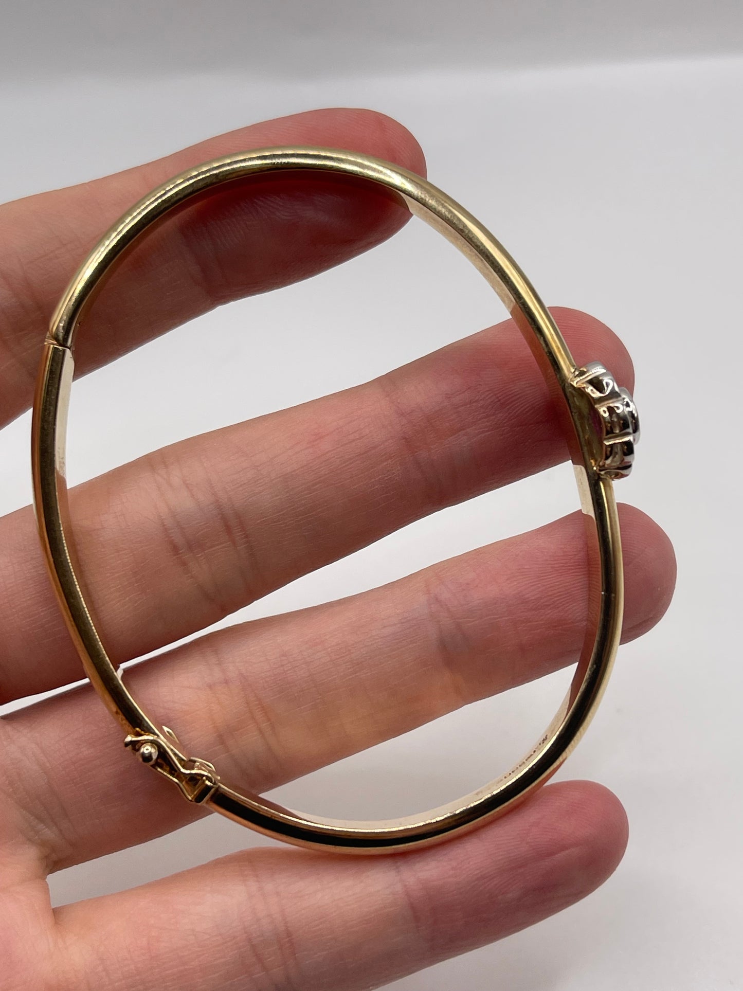 9ct gold ruby and diamond bangle