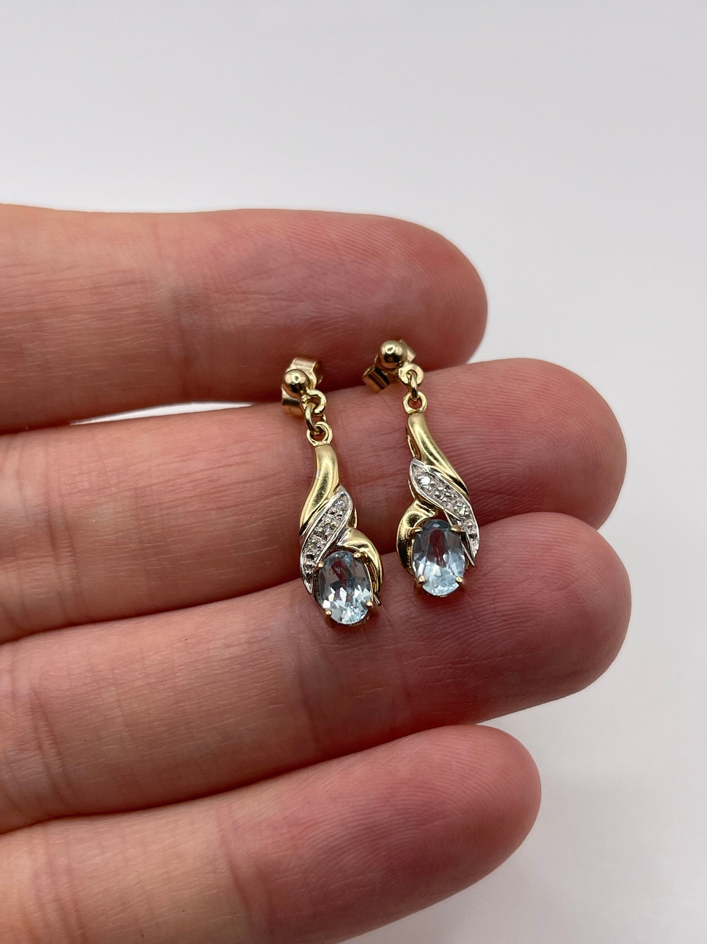 9ct gold topaz and diamond earrings
