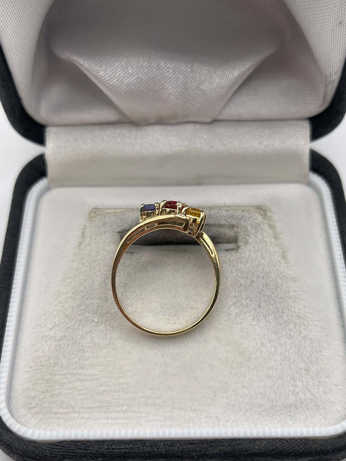 9ct gold multi-gem and zircon ring