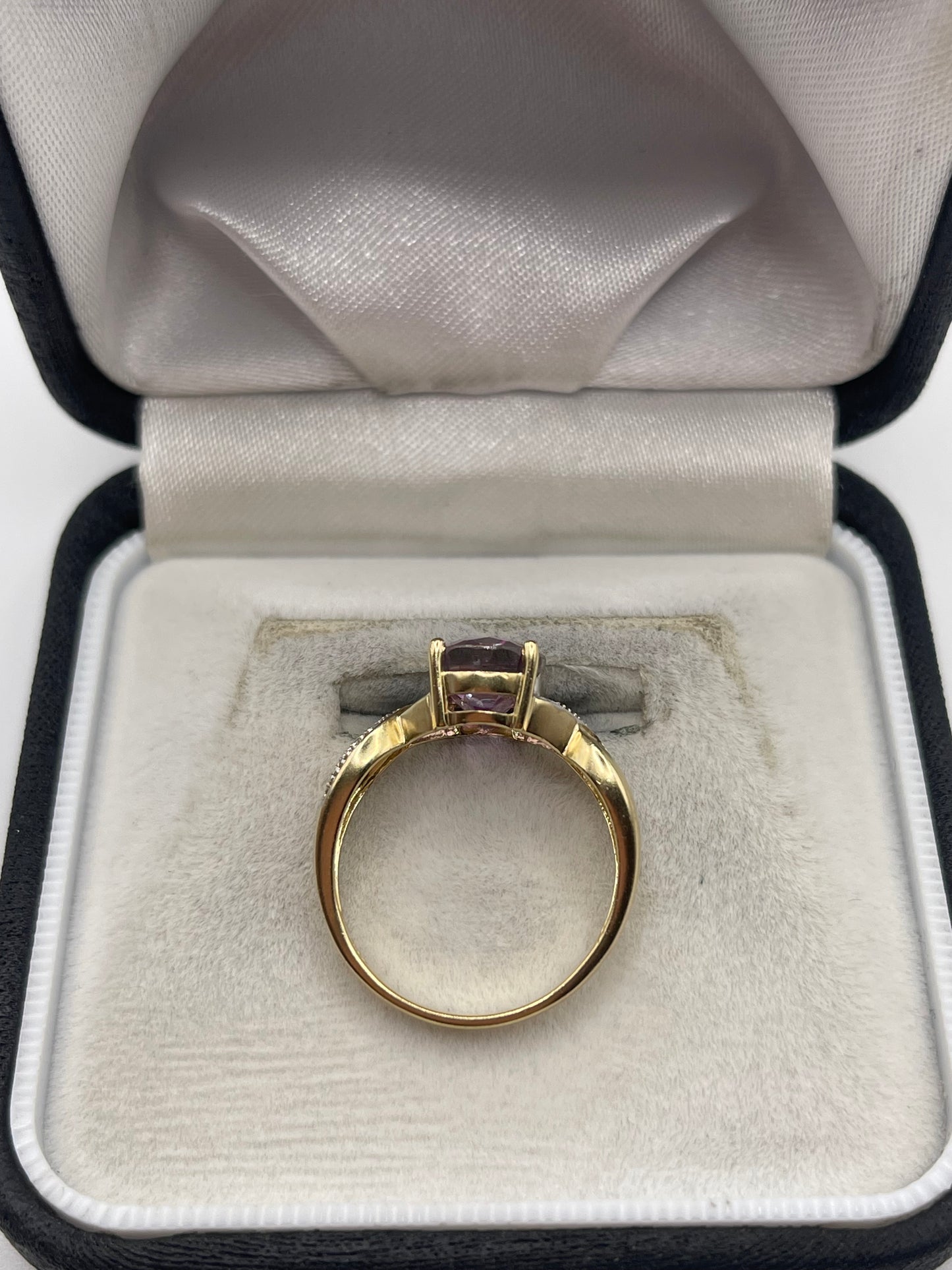 9ct gold pink topaz and diamond ring