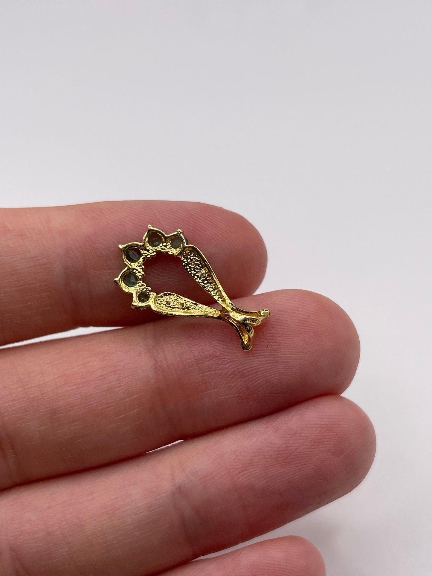9ct gold emerald and diamond pendant