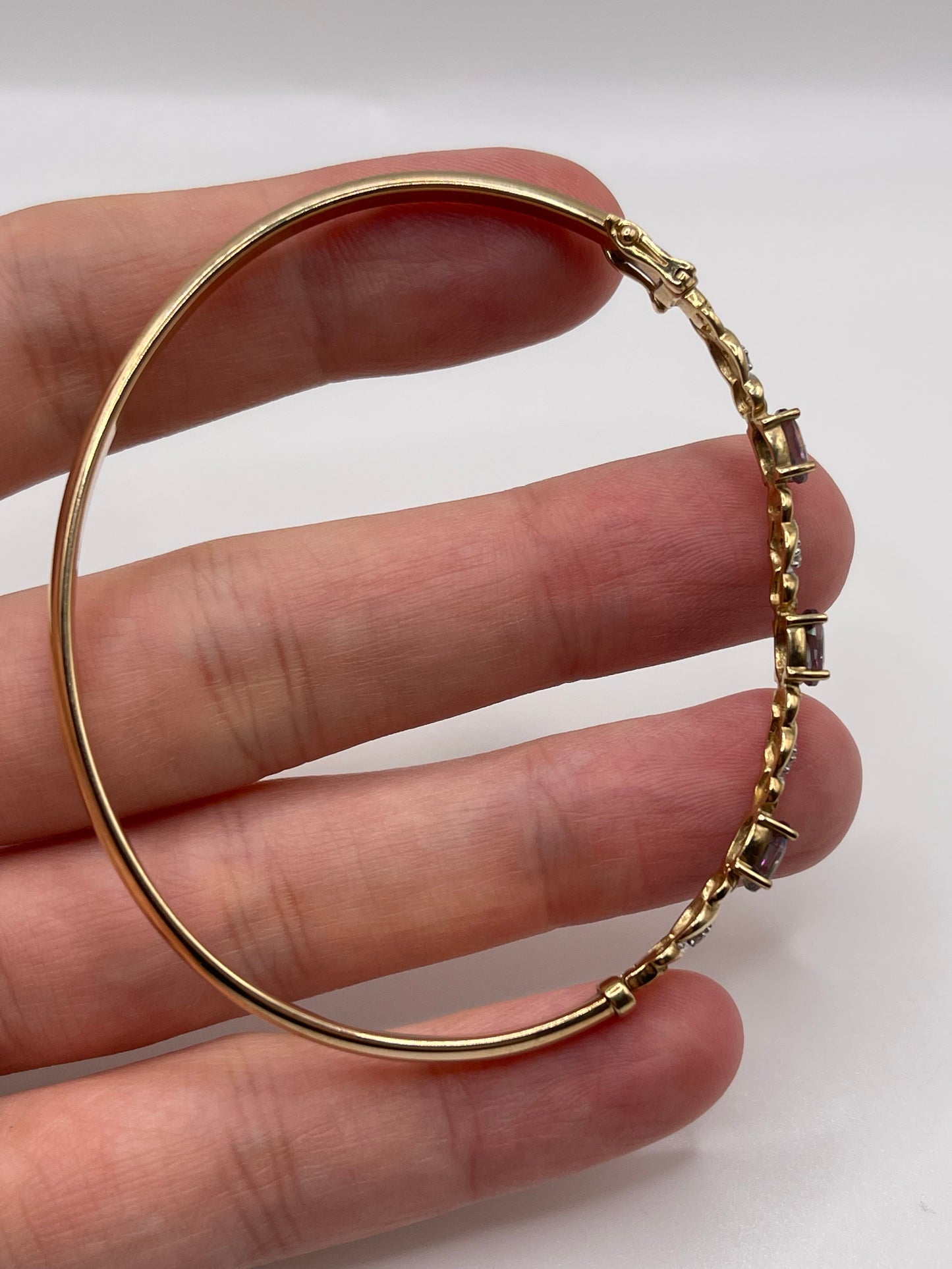 9ct gold mystic topaz and diamond bangle