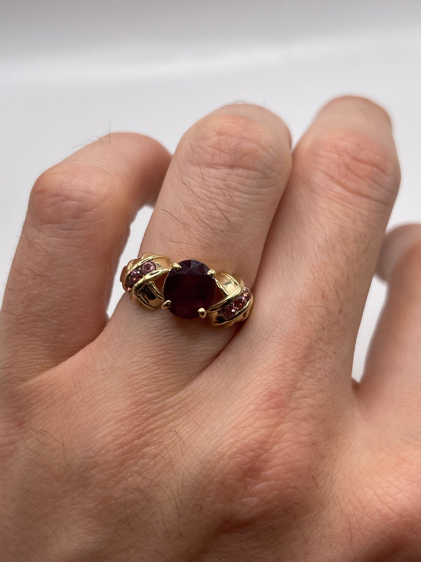 9ct gold ruby and tourmaline ring