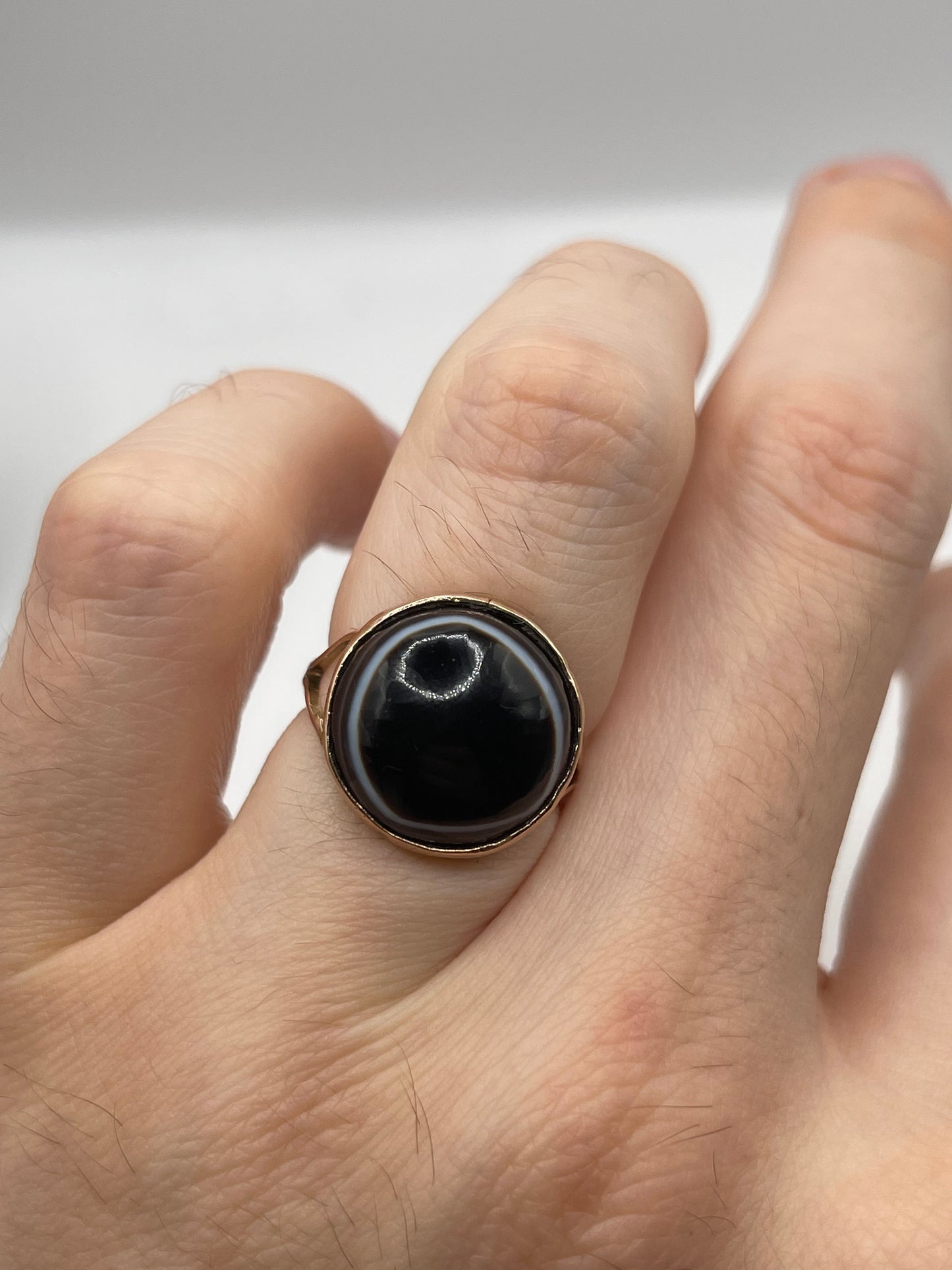 9ct rose gold bullseye agate ring