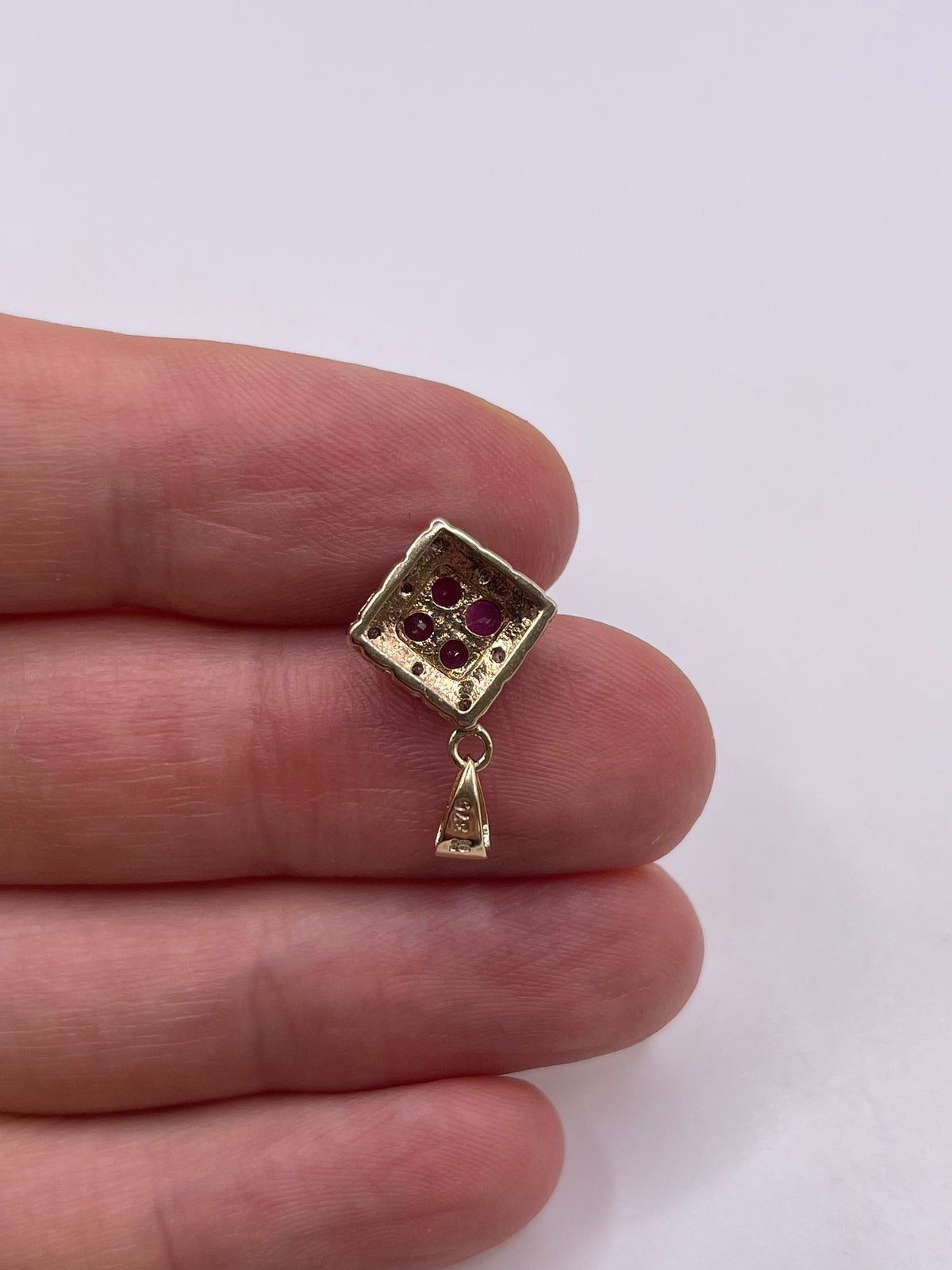 9ct gold ruby and diamond pendant