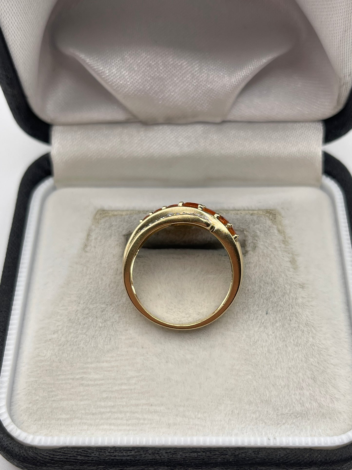 9ct gold fire opal and diamond ring