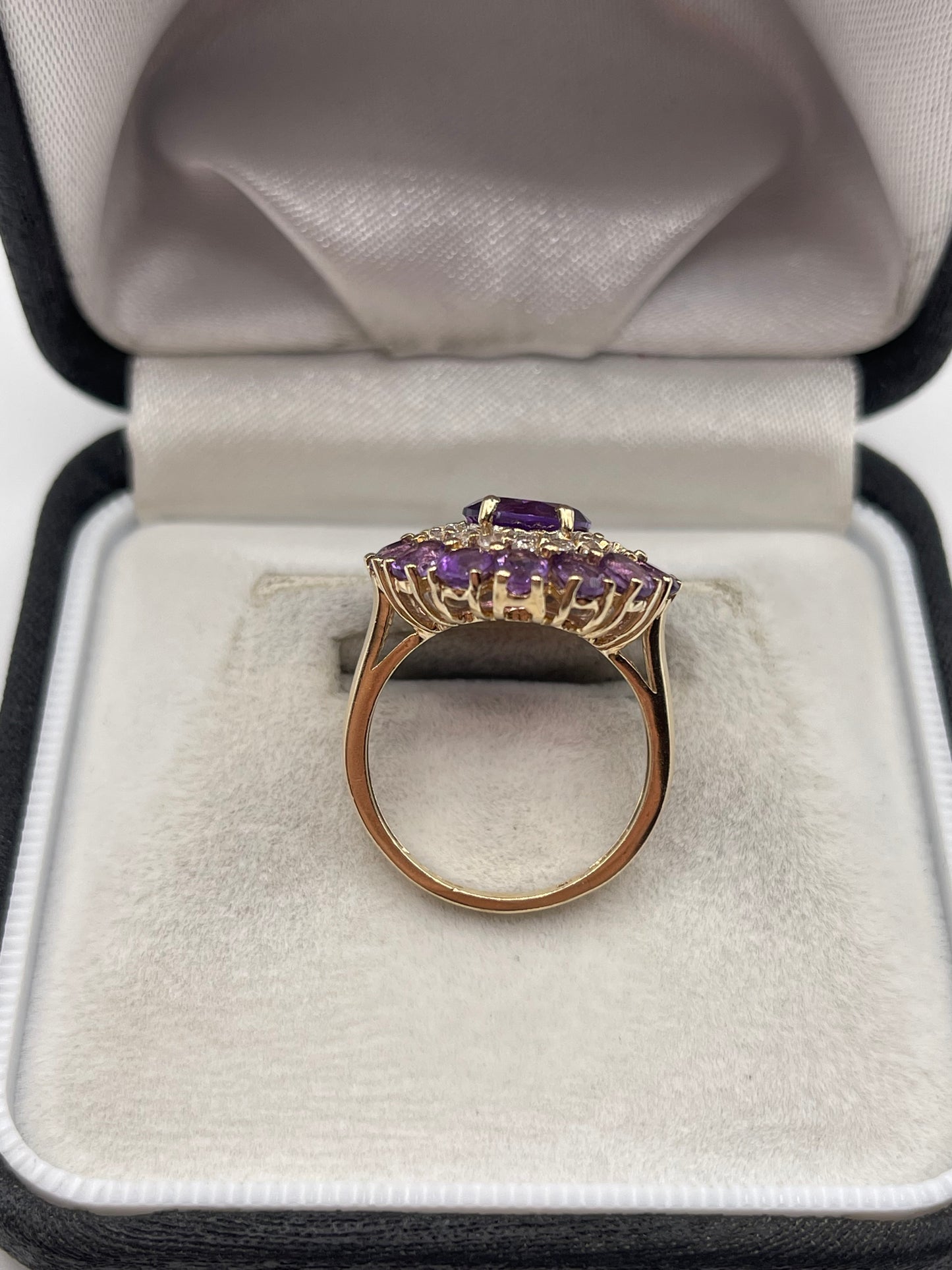 9ct gold amethyst and zircon ring
