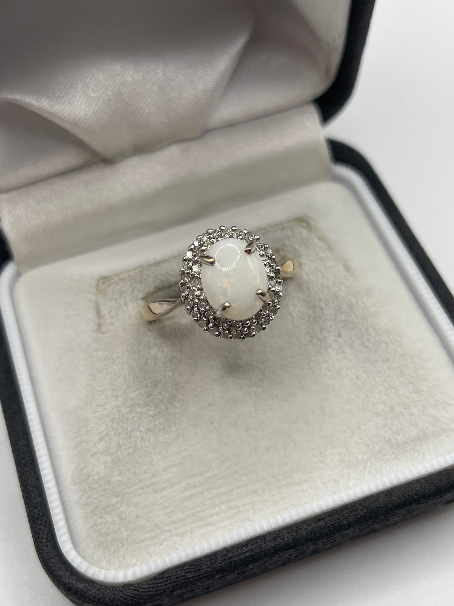 9ct gold opal and diamond ring