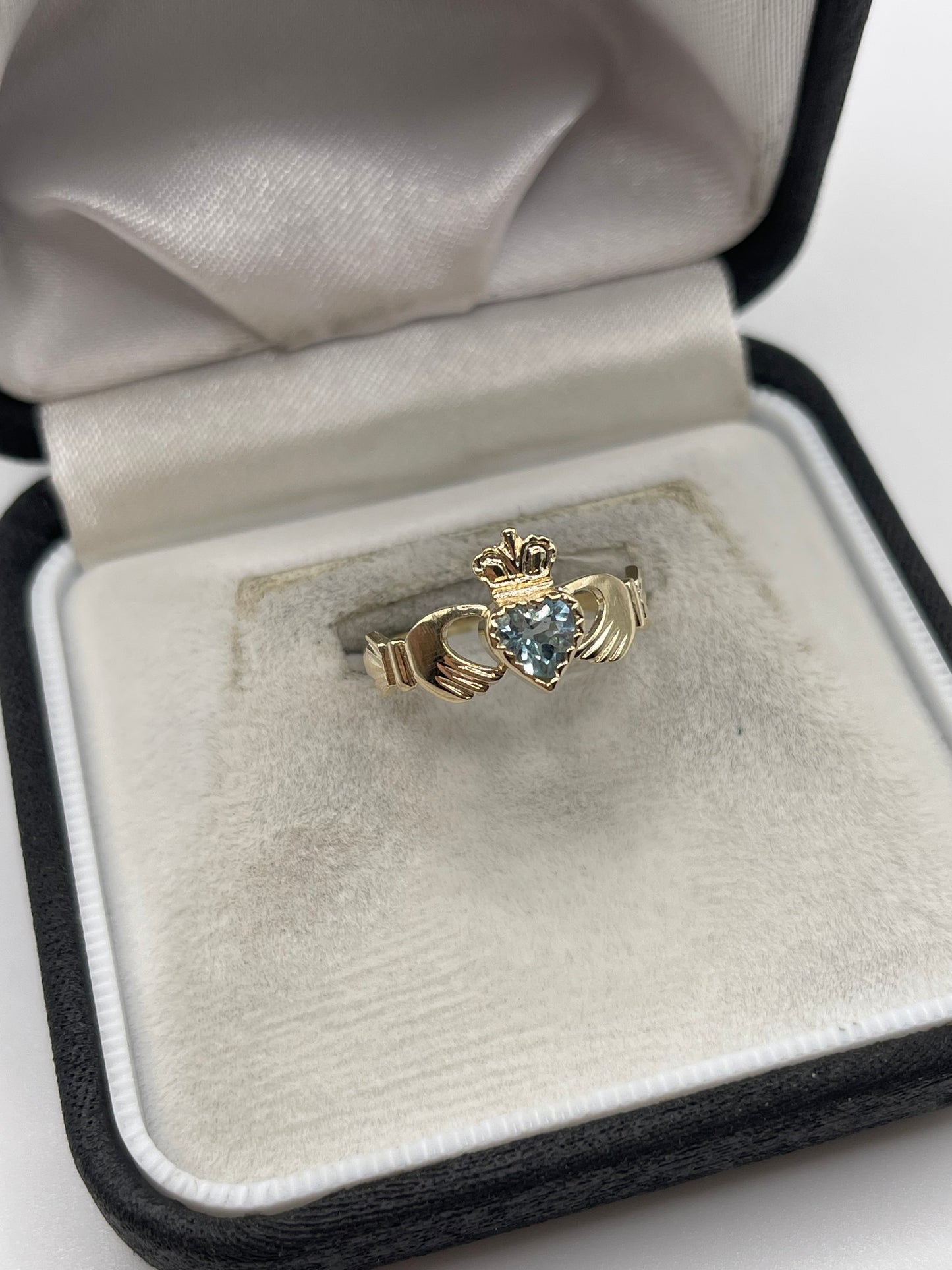 9ct gold topaz claddagh ring