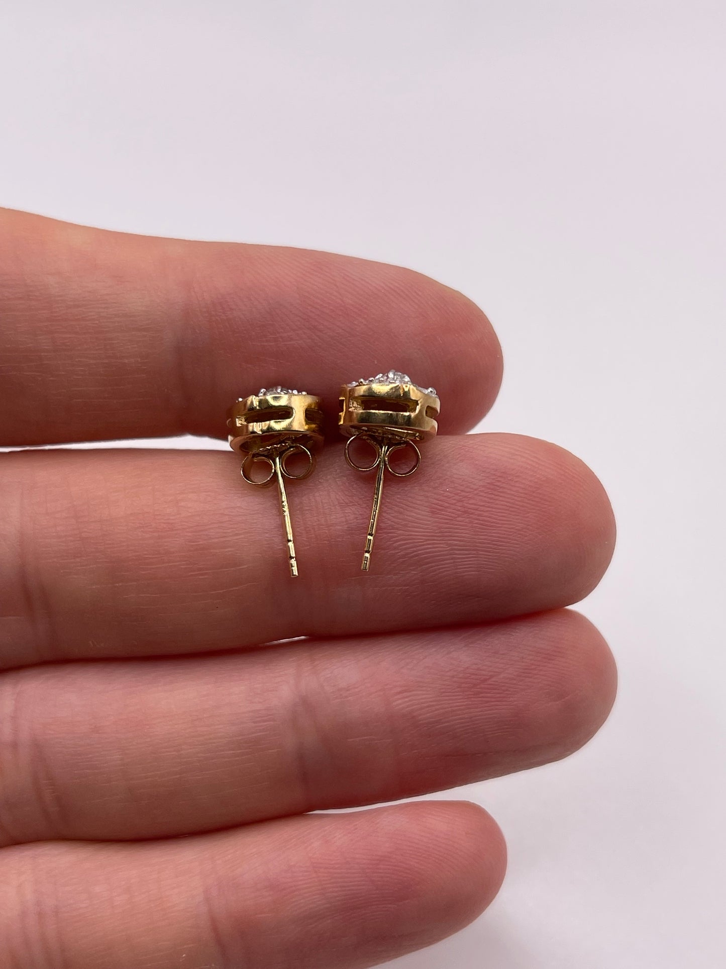 9ct gold diamond cluster earrings