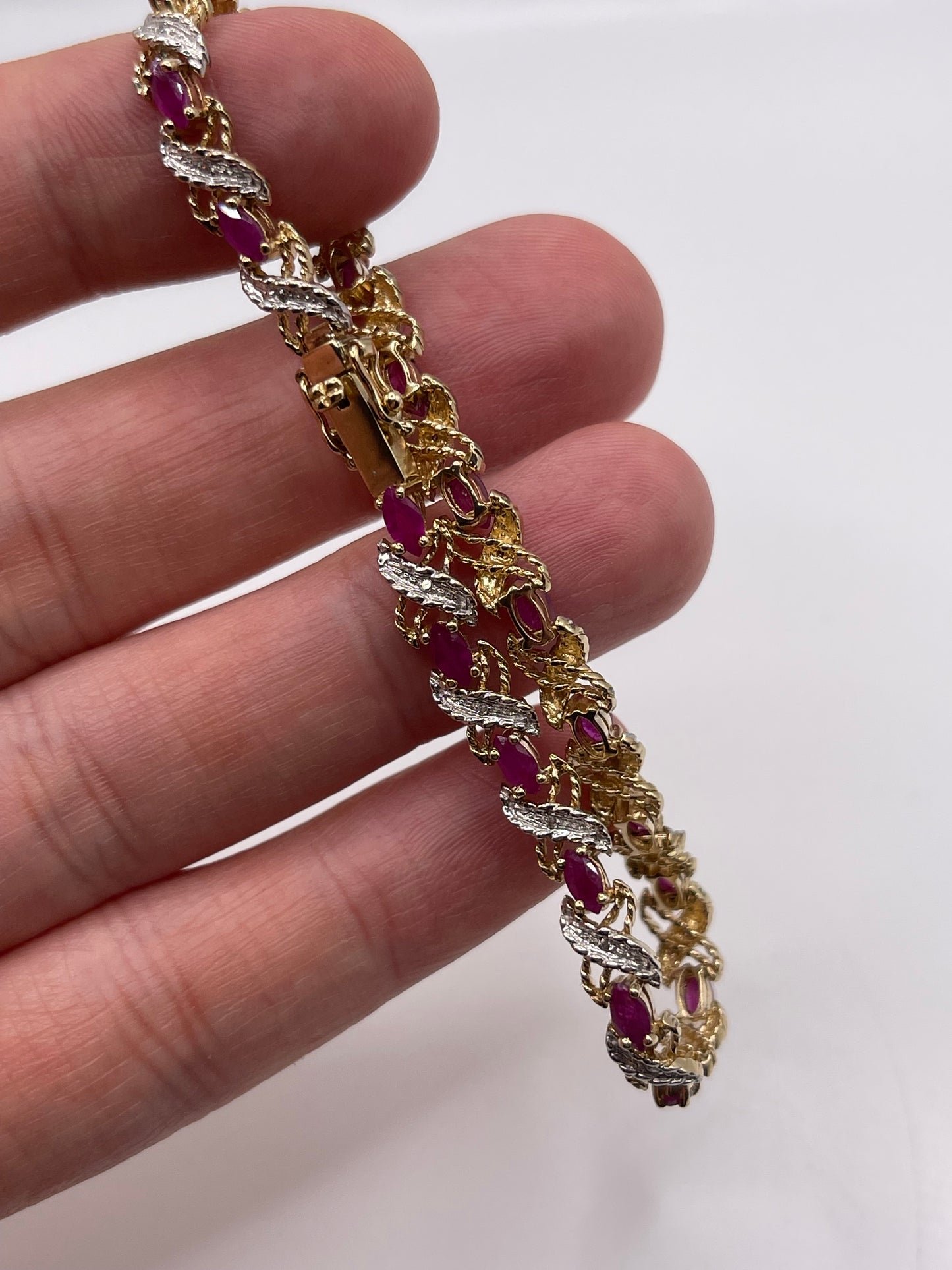 9ct gold ruby and diamond bracelet