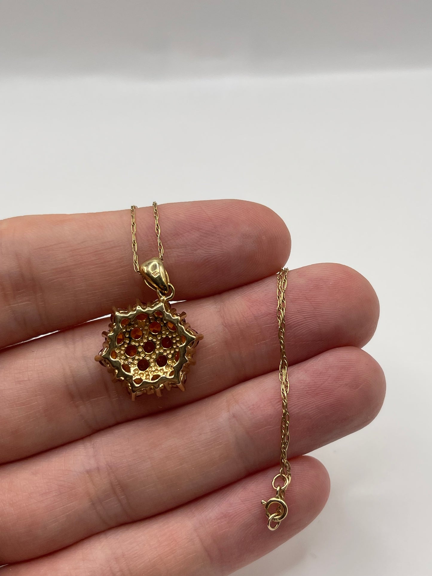 9ct gold citrine cluster necklace