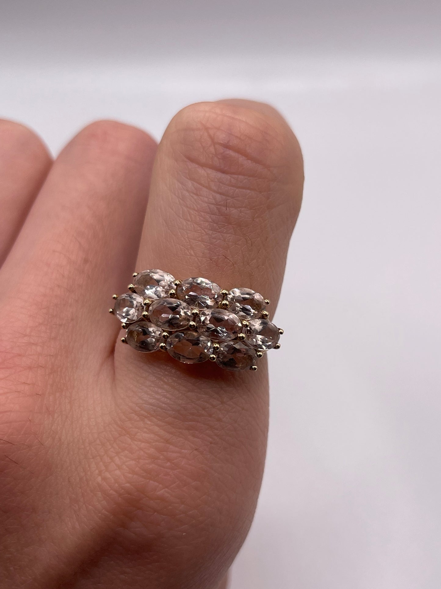 9ct gold morganite cluster ring