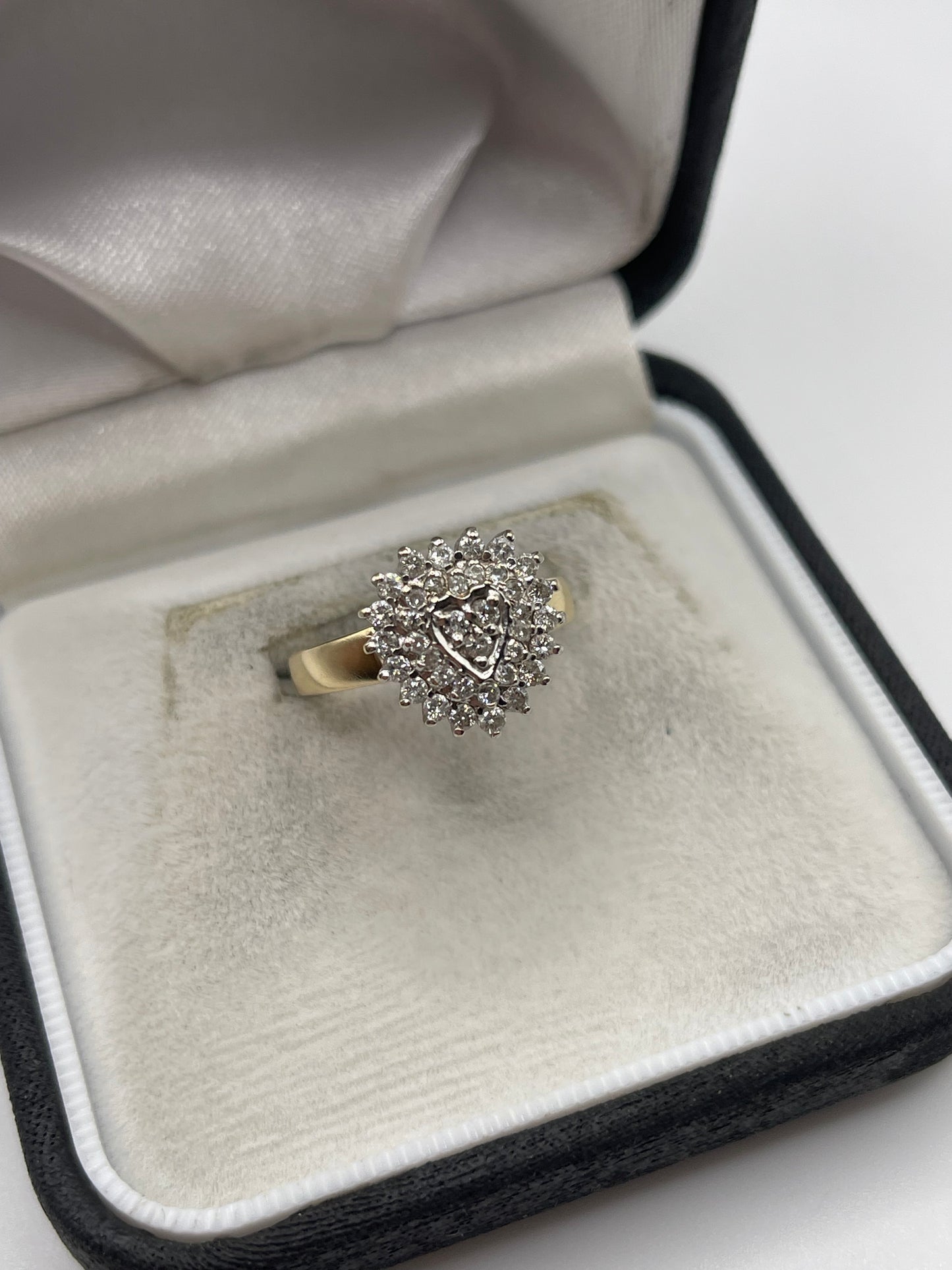 9ct gold 50 point diamond cluster ring