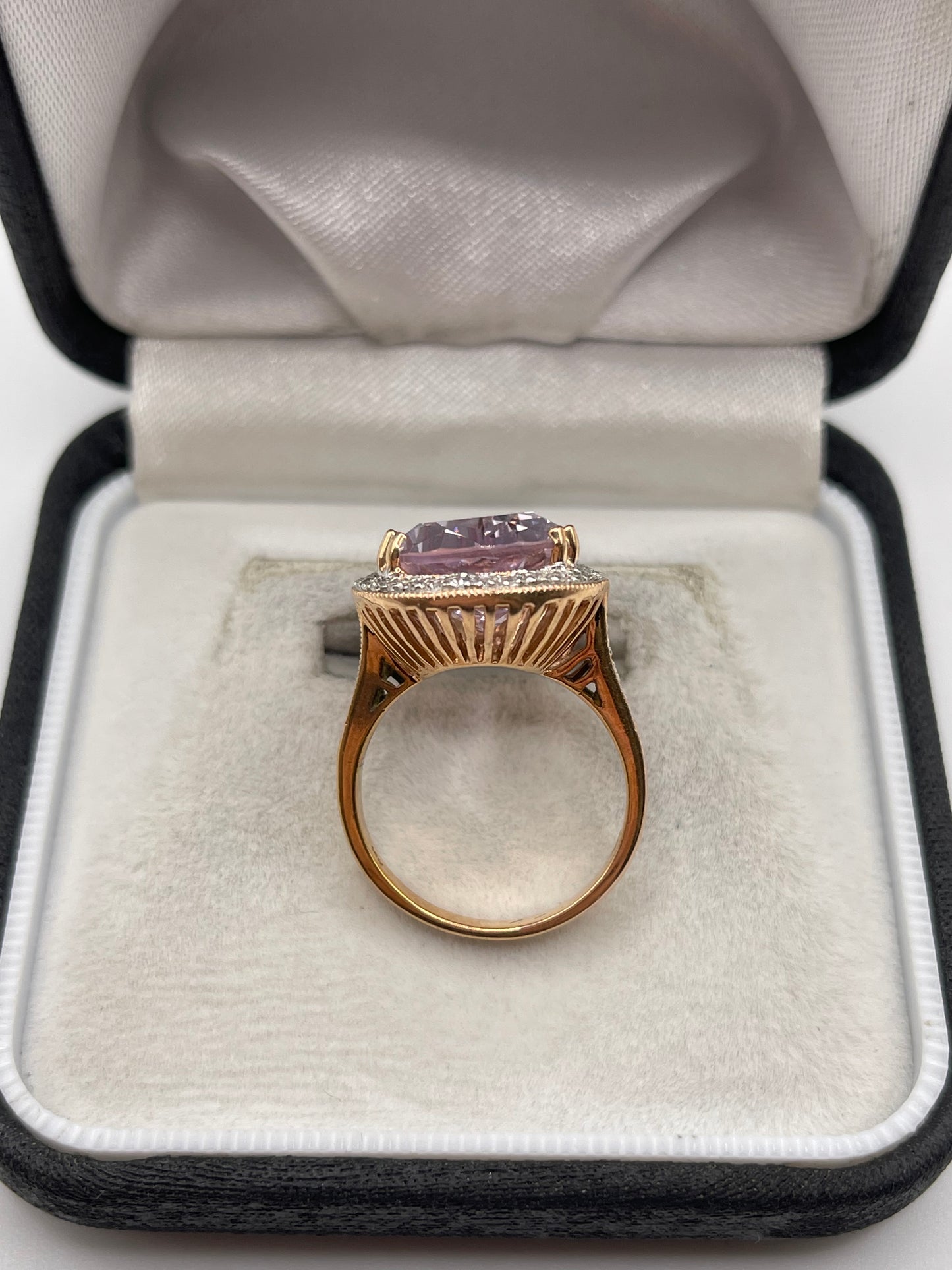 14ct rose gold amethyst and diamond ring
