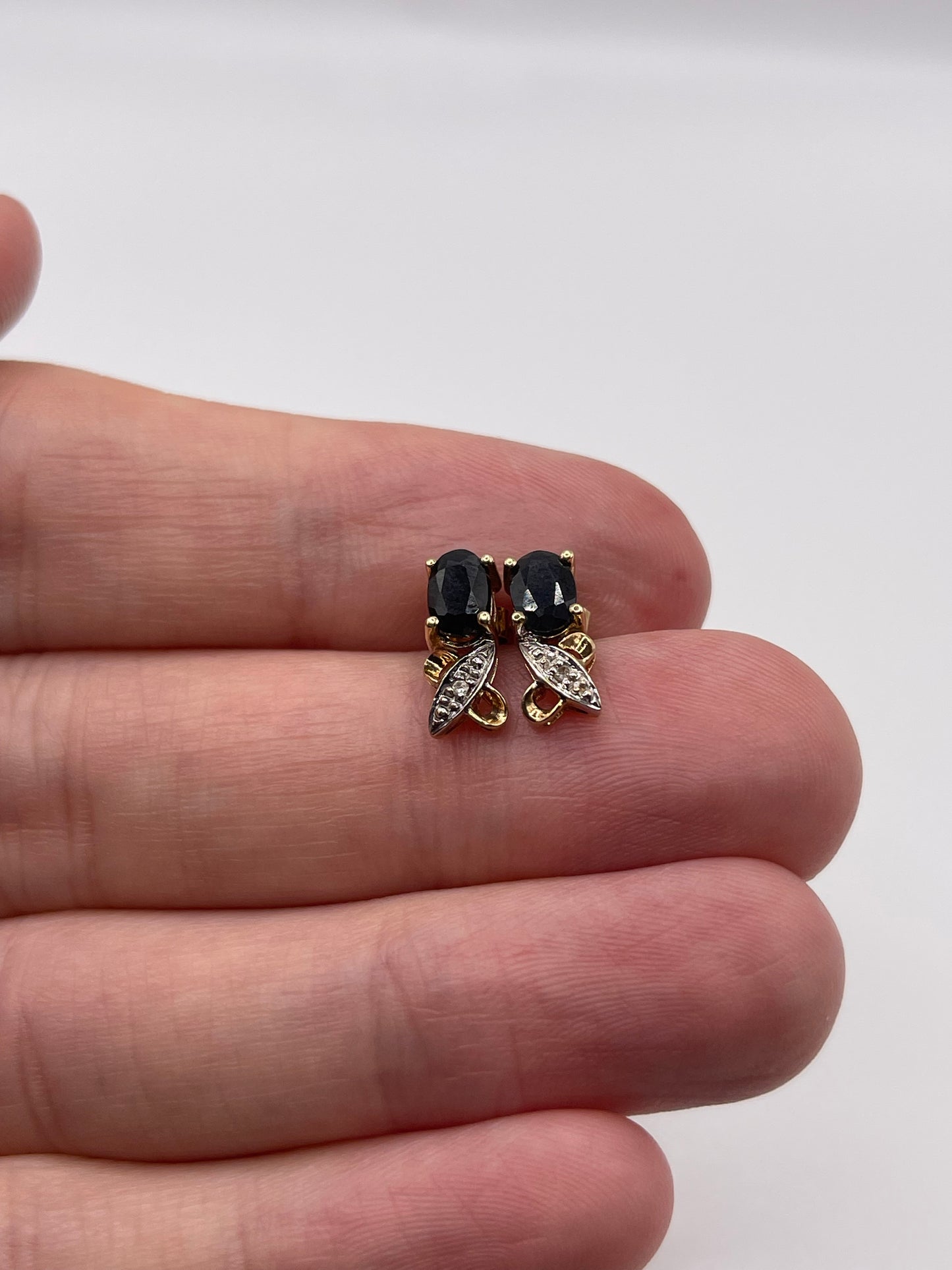 9ct gold sapphire and diamond earrings