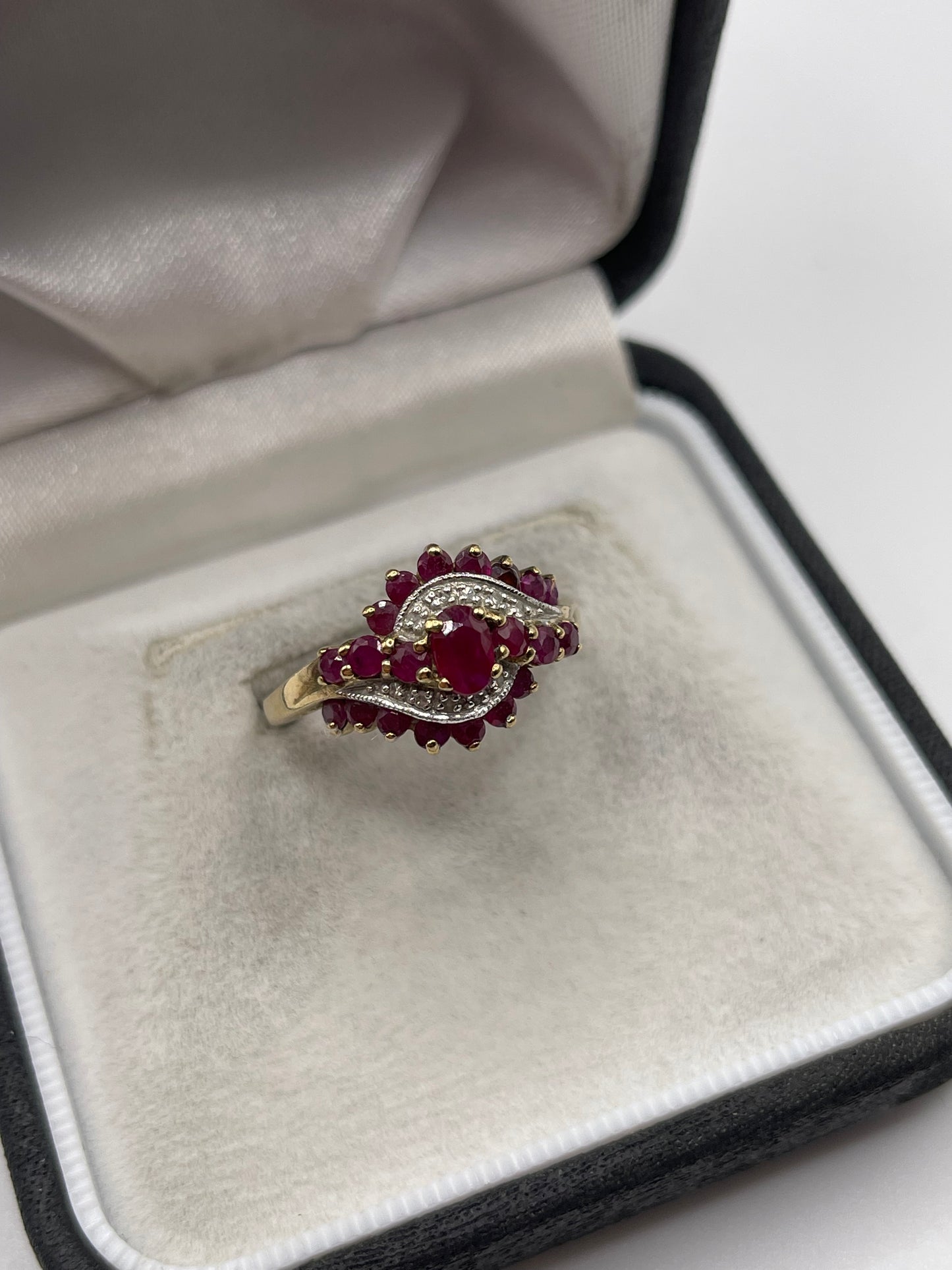 9ct gold ruby and diamond ring