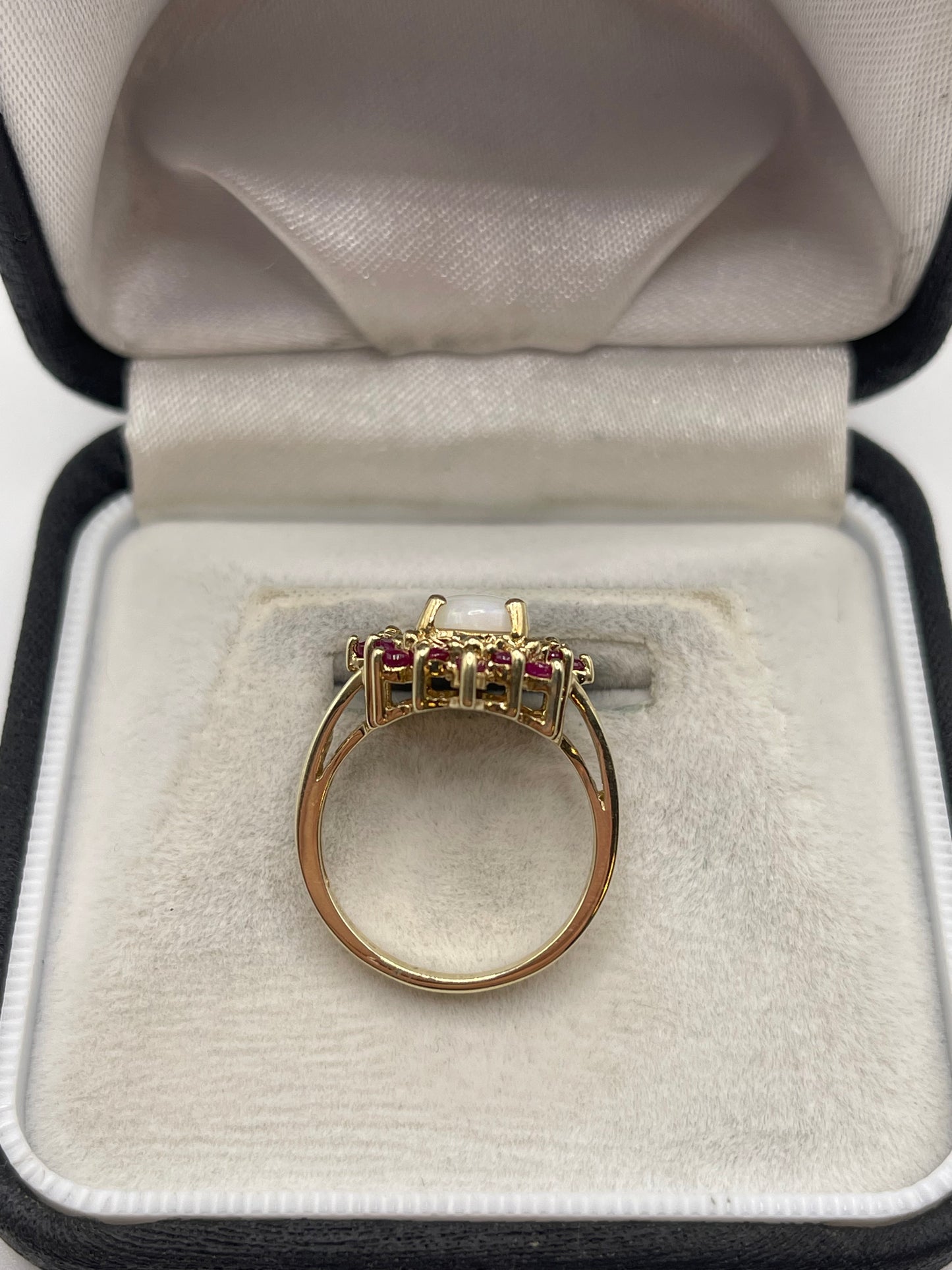 9ct gold opal and ruby ring