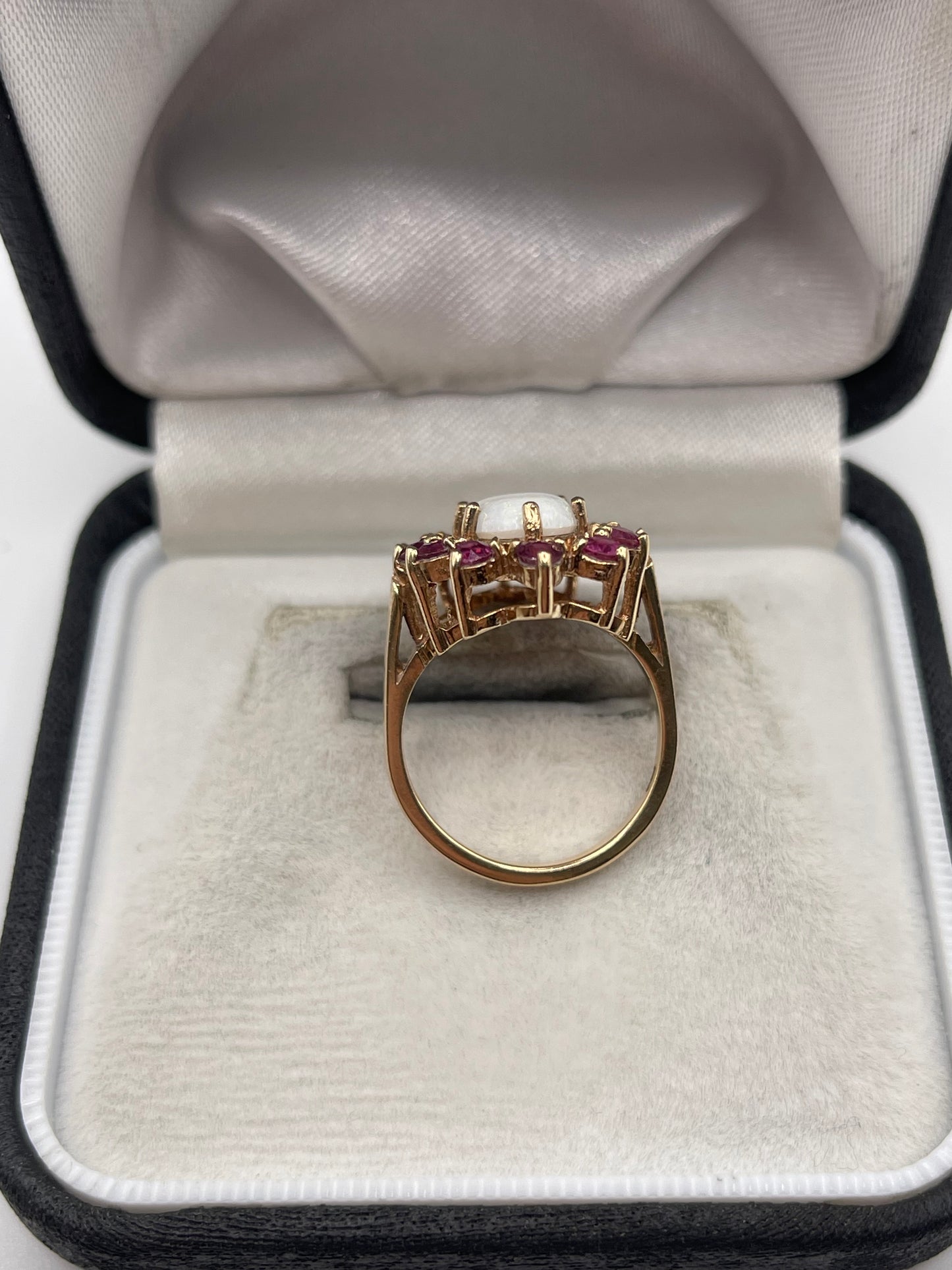 9ct gold opal and ruby ring