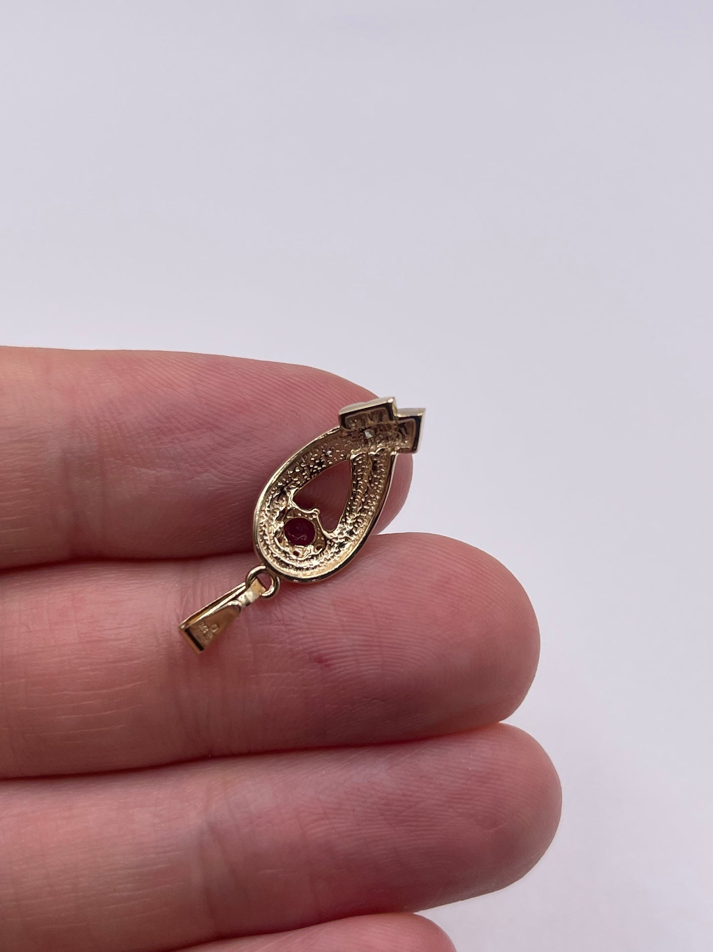 9ct gold ruby and diamond pendant