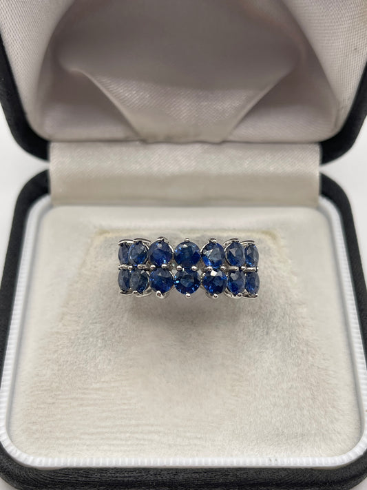 9ct white gold sapphire cluster ring