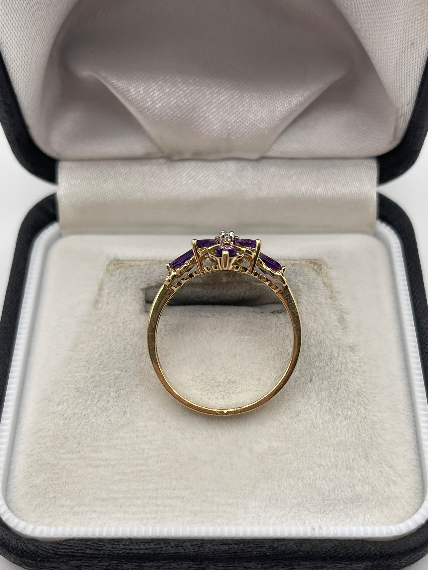 9ct gold amethyst and diamond ring