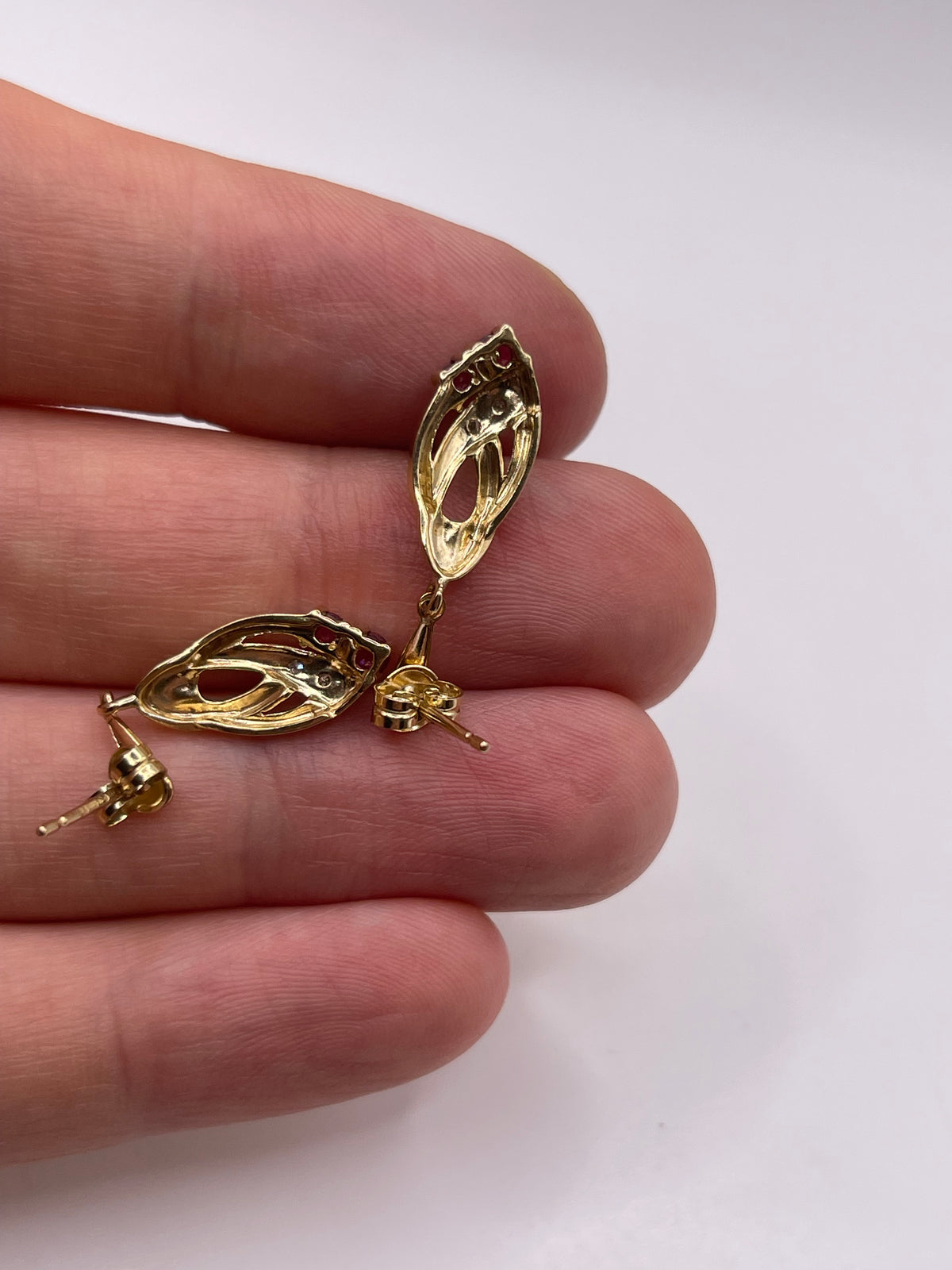 9ct gold ruby and diamond earrings
