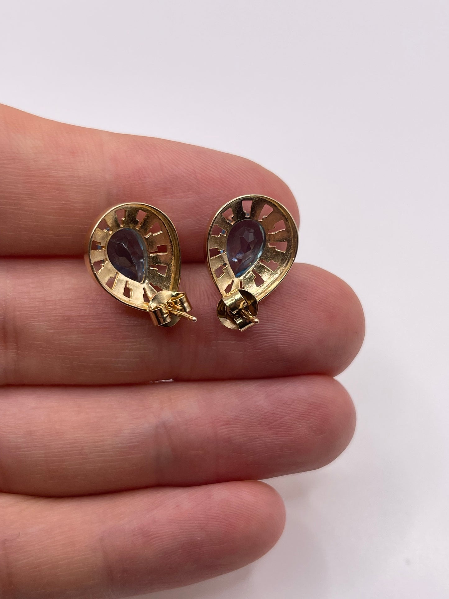 9ct gold blue topaz earrings