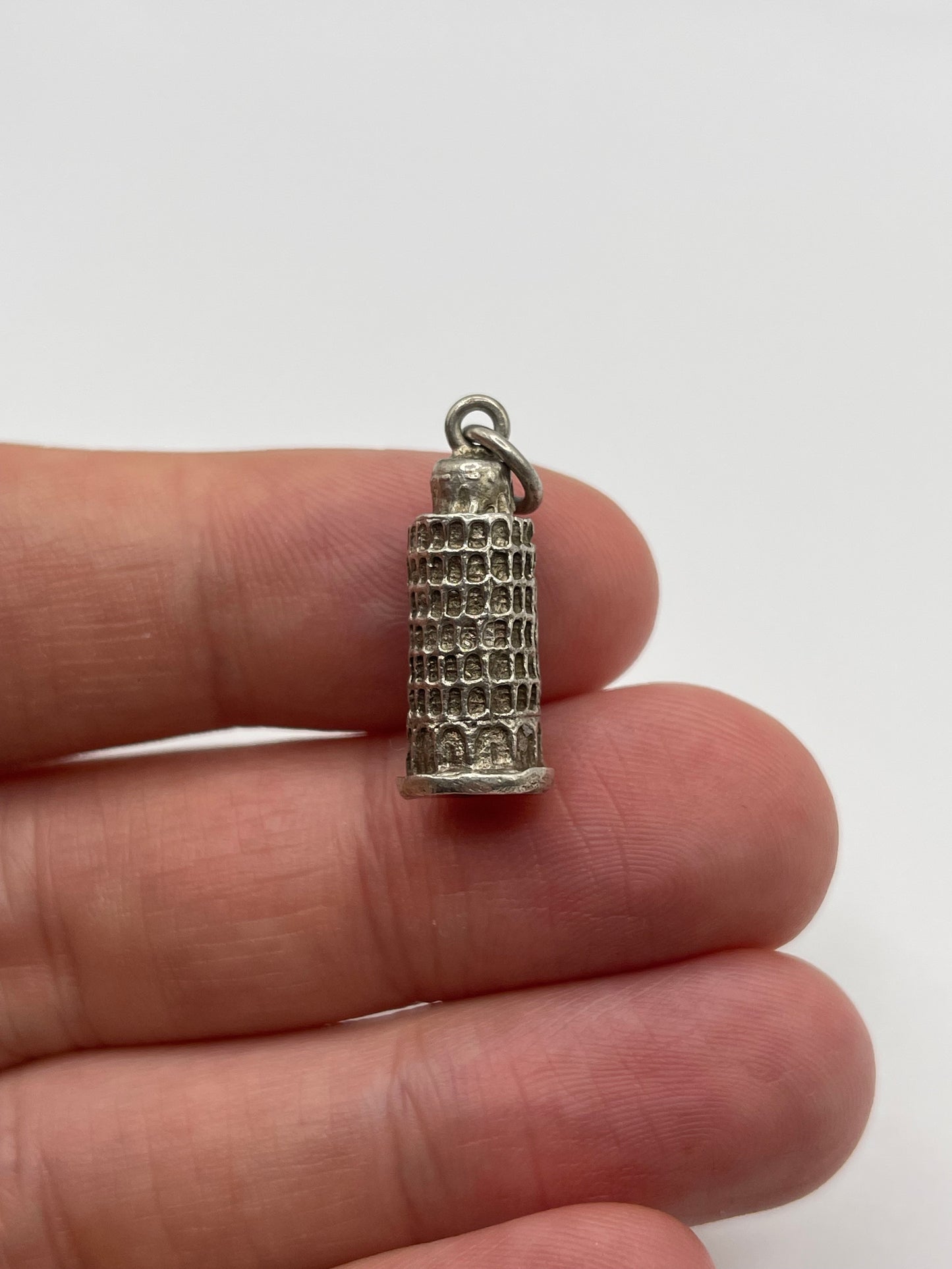 Silver leaning tower of pisa charm