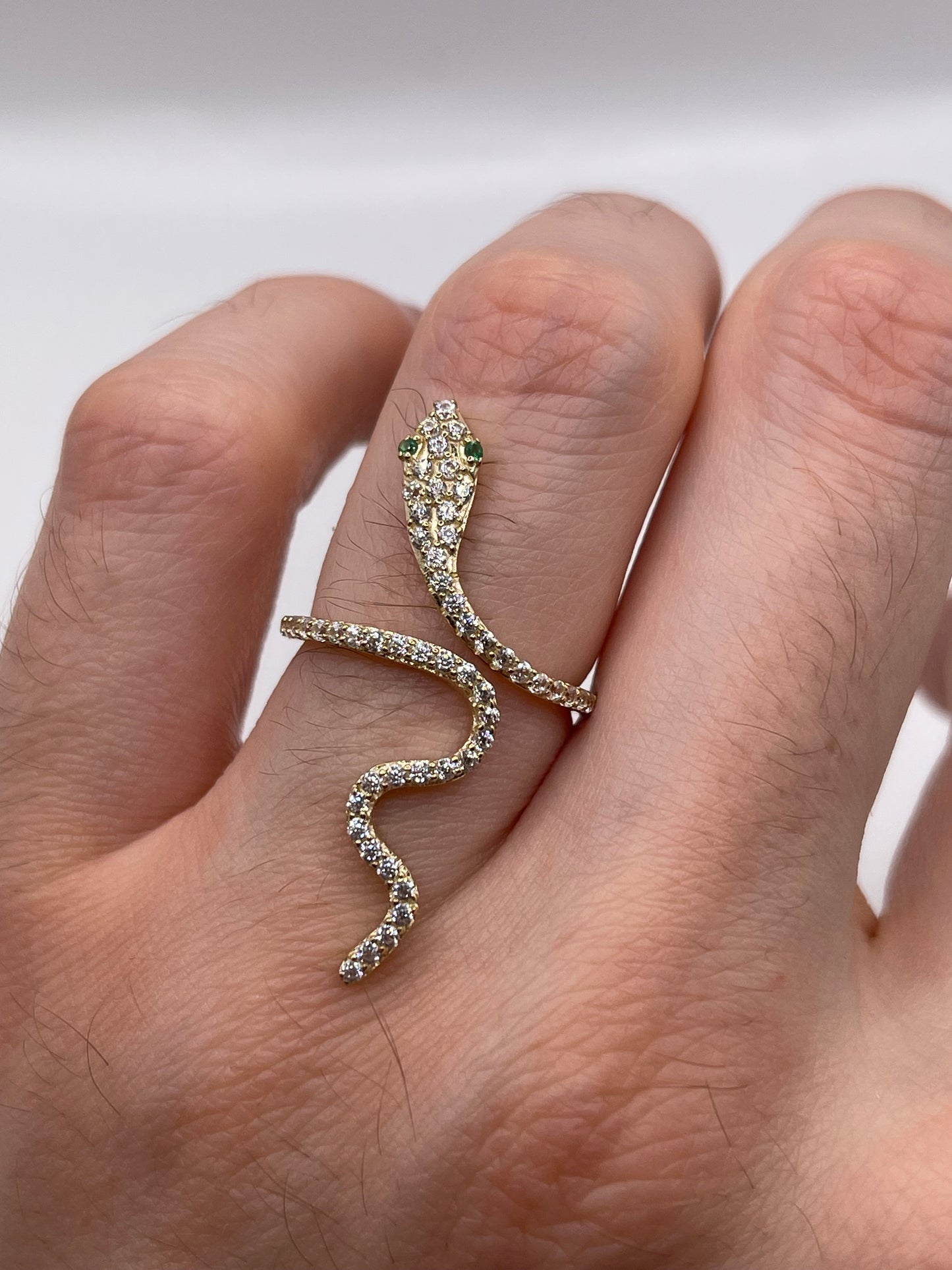 14ct gold cz snake ring