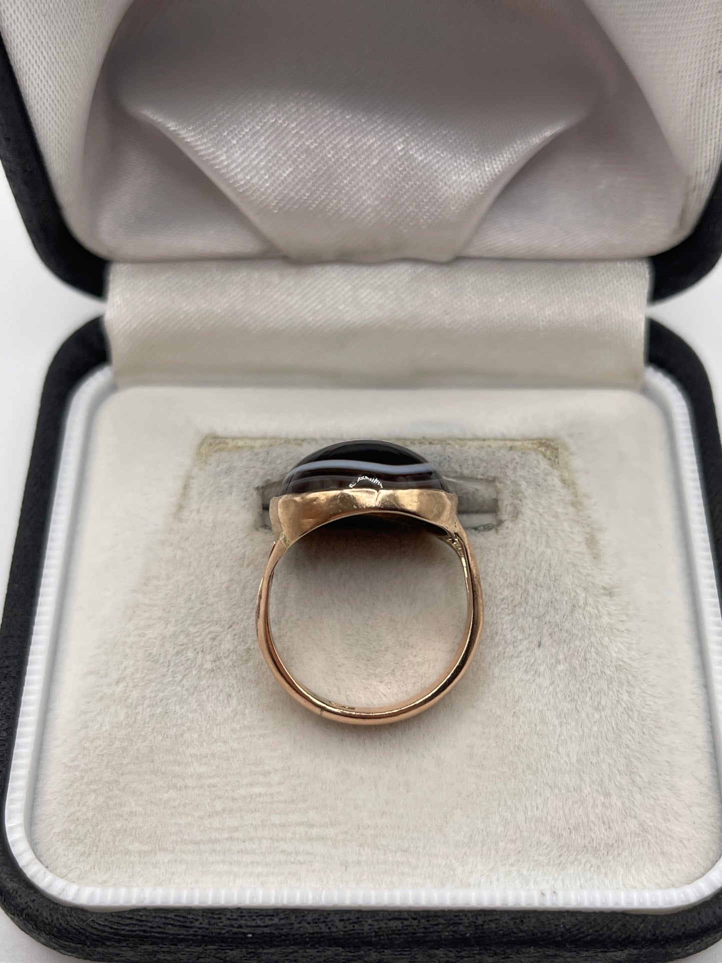 9ct rose gold bullseye agate ring