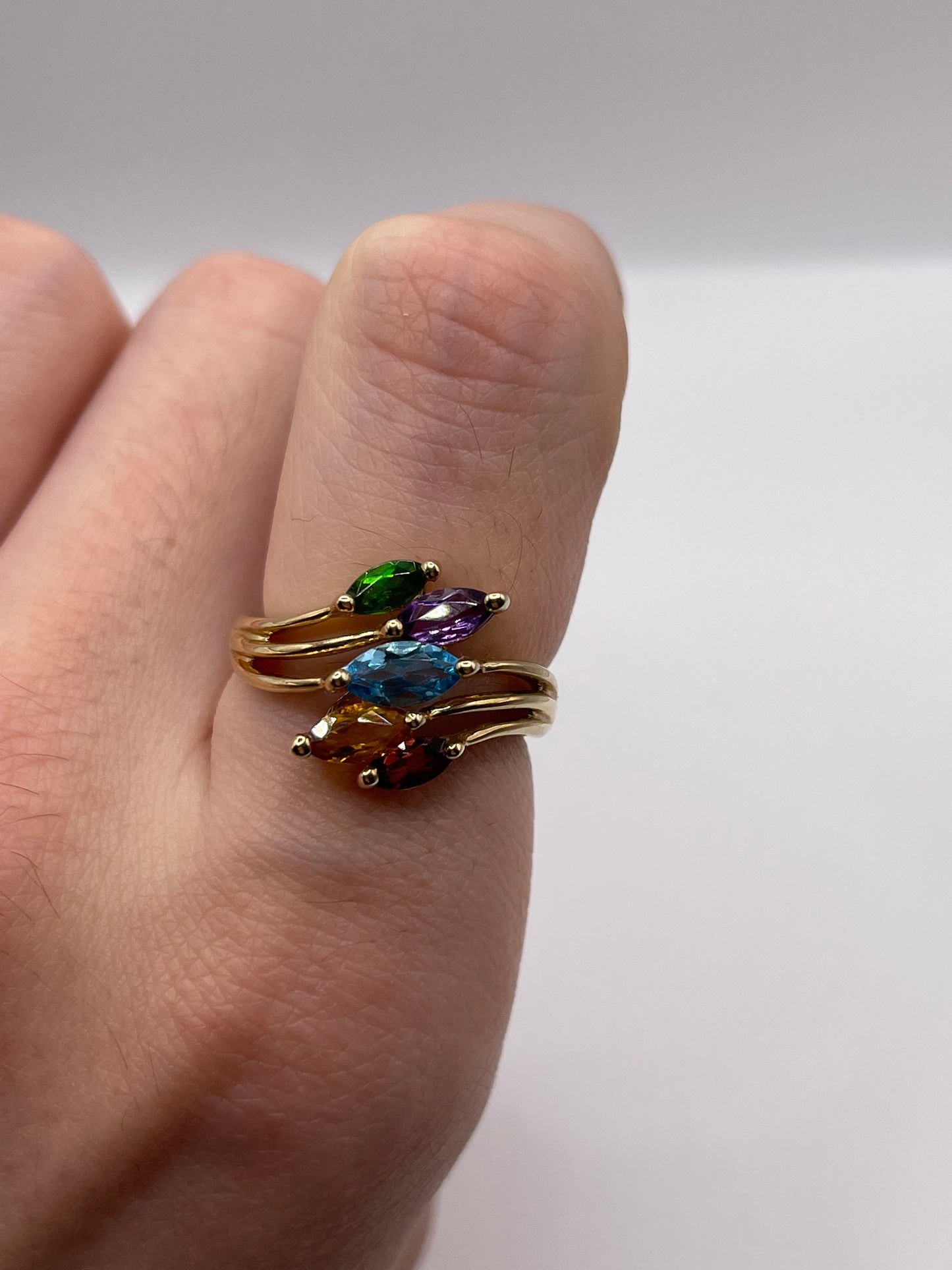 9ct gold multi gemstone ring