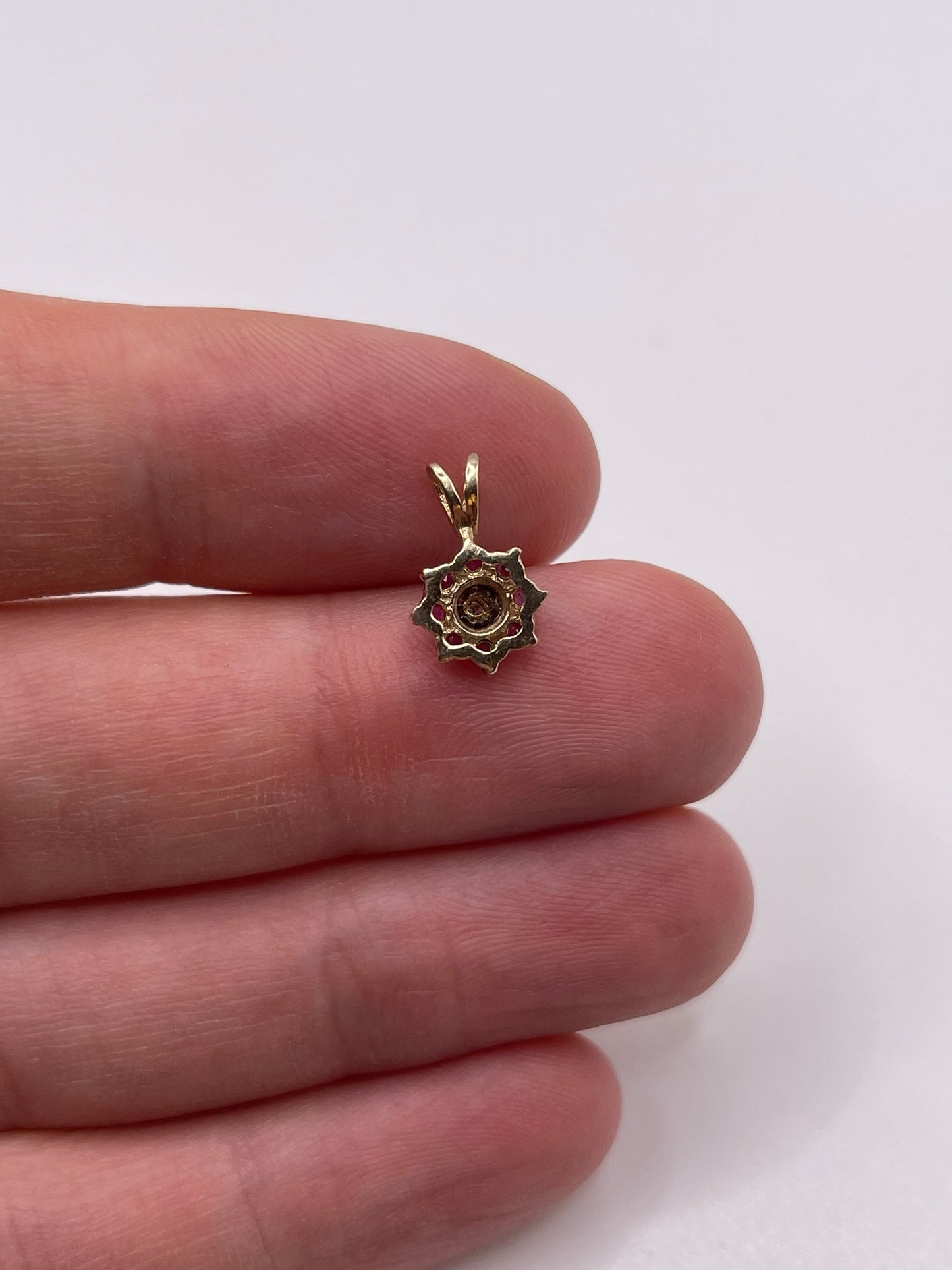 9ct gold ruby and diamond pendant