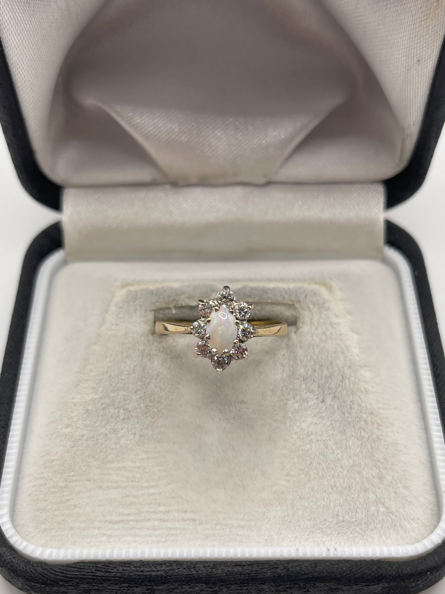 9ct gold opal and cz ring
