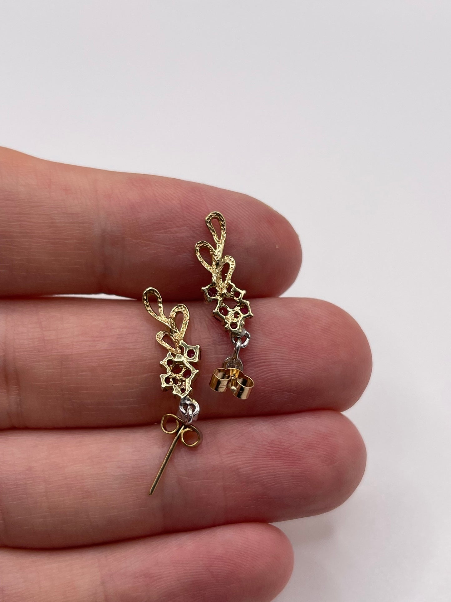 9ct gold ruby and diamond earrings