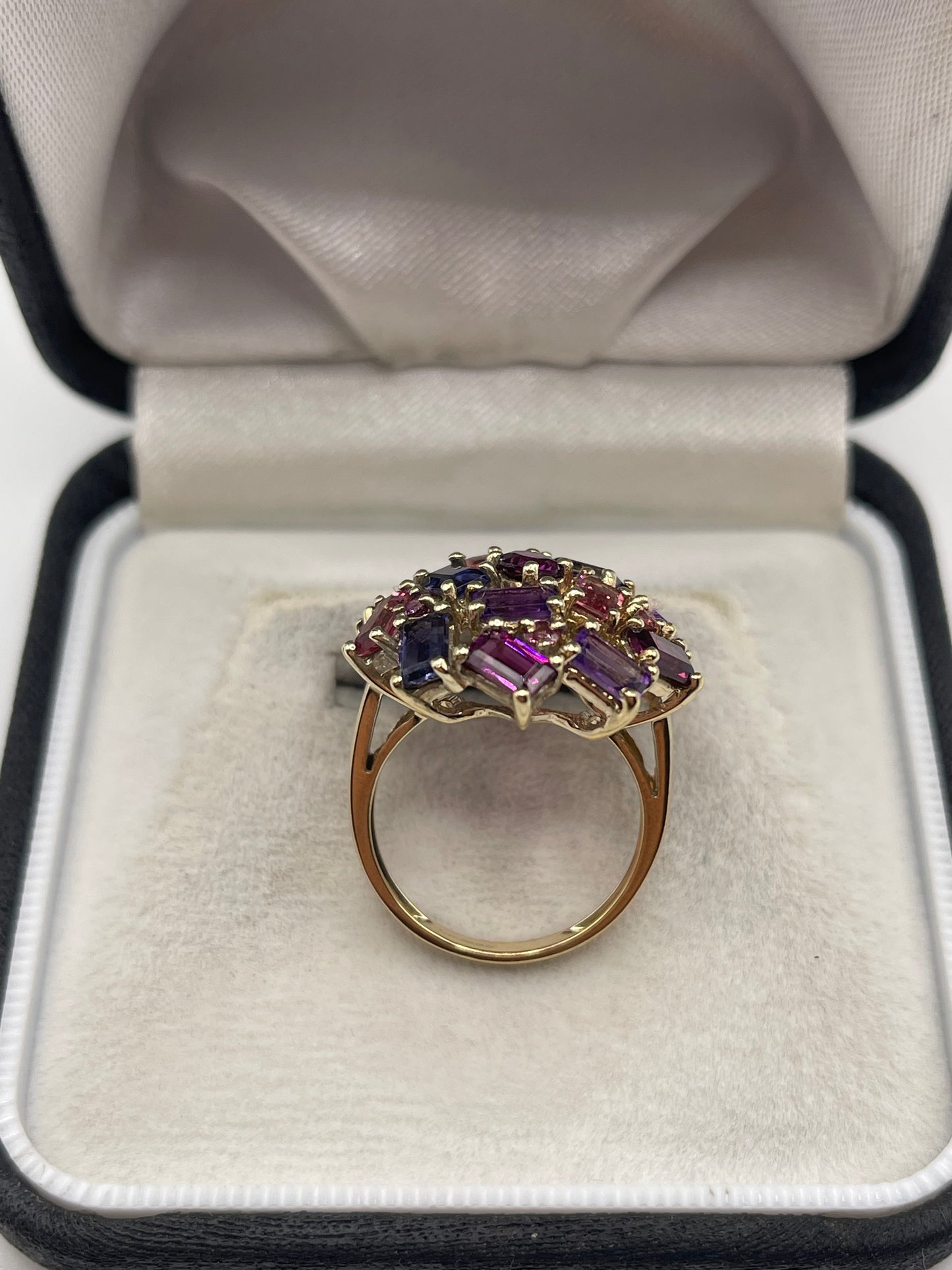 9ct gold multi gemstone cluster ring