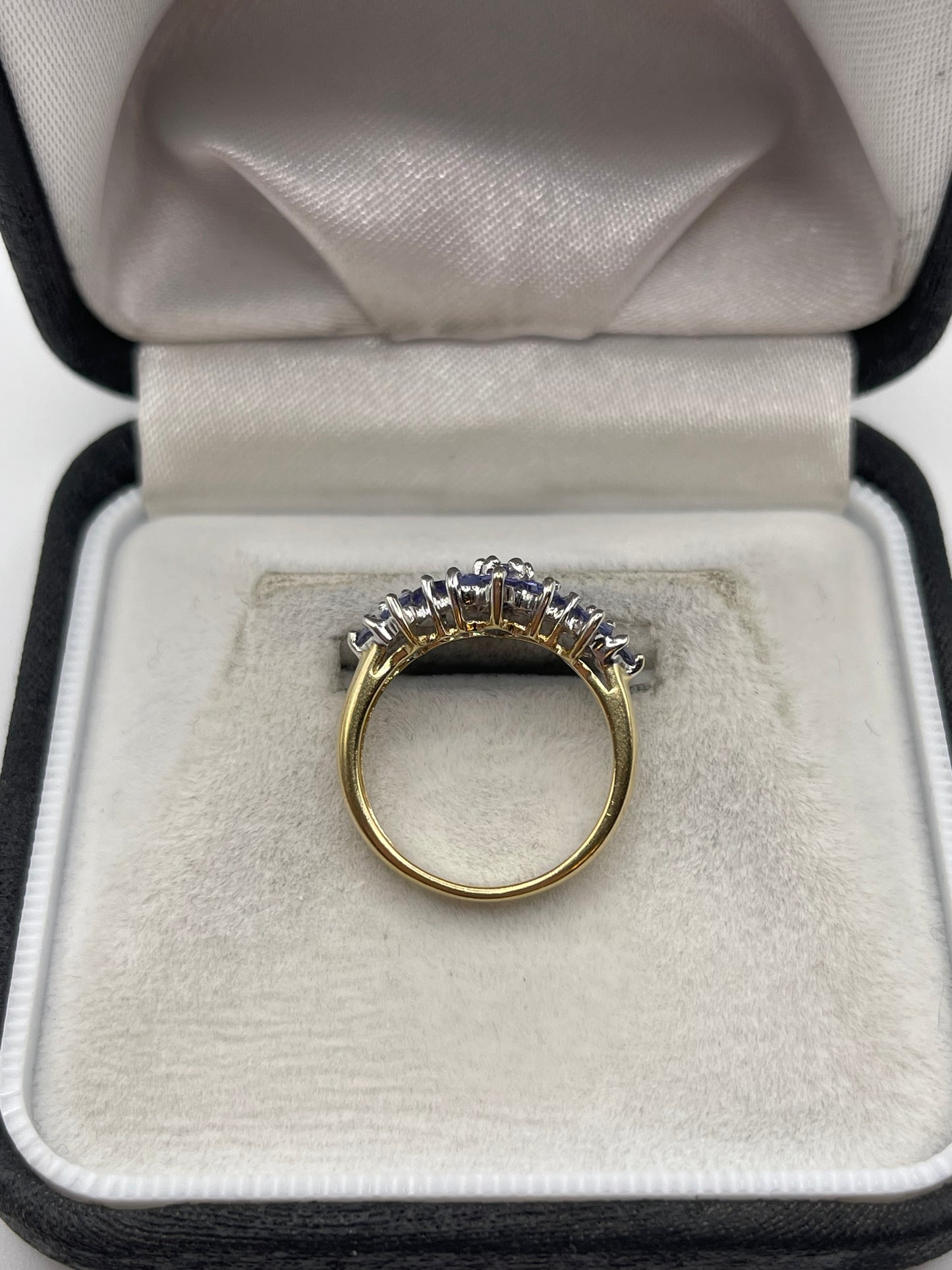 9ct gold tanzanite cluster ring