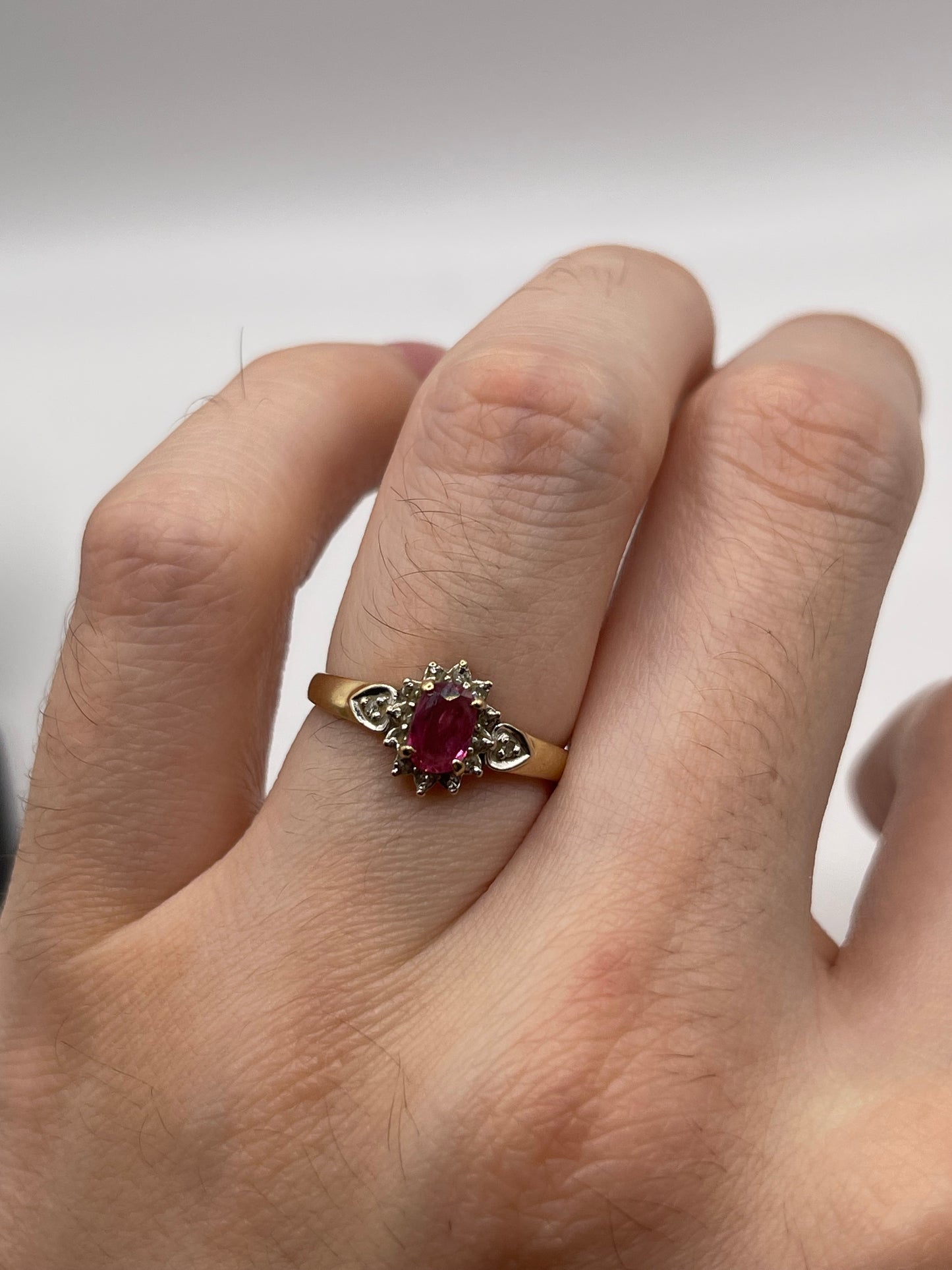 9ct gold ruby and diamond ring