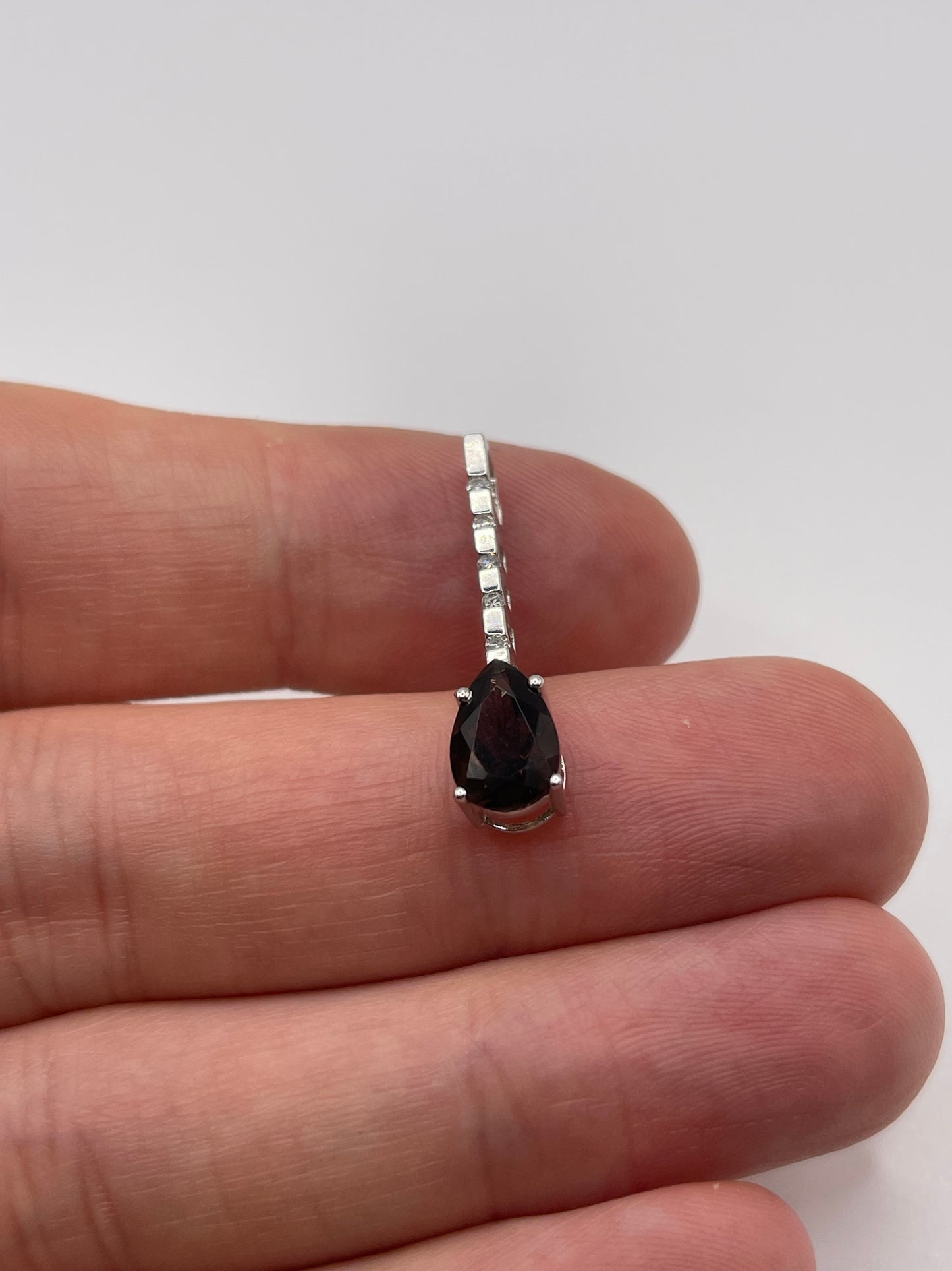 9ct white gold Smokey quartz and diamond pendant