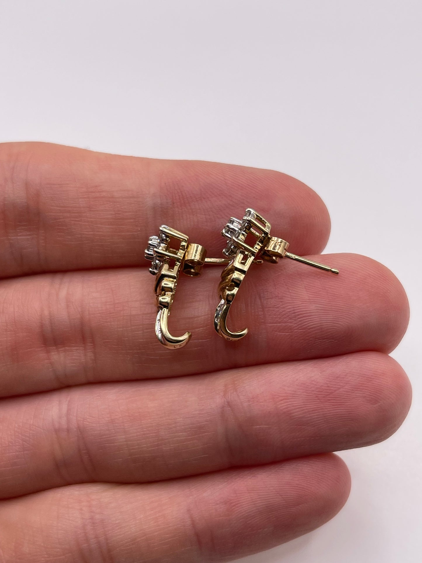 9ct gold diamond cluster earrings