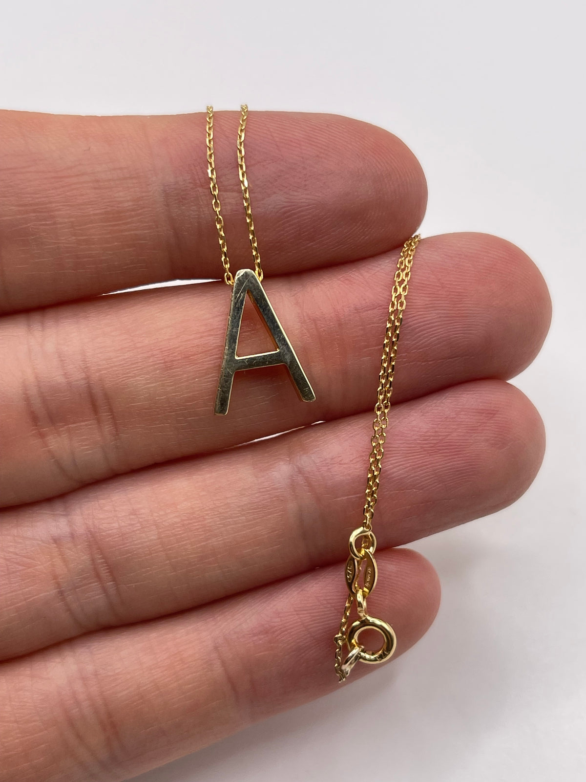 9ct gold initial A necklace
