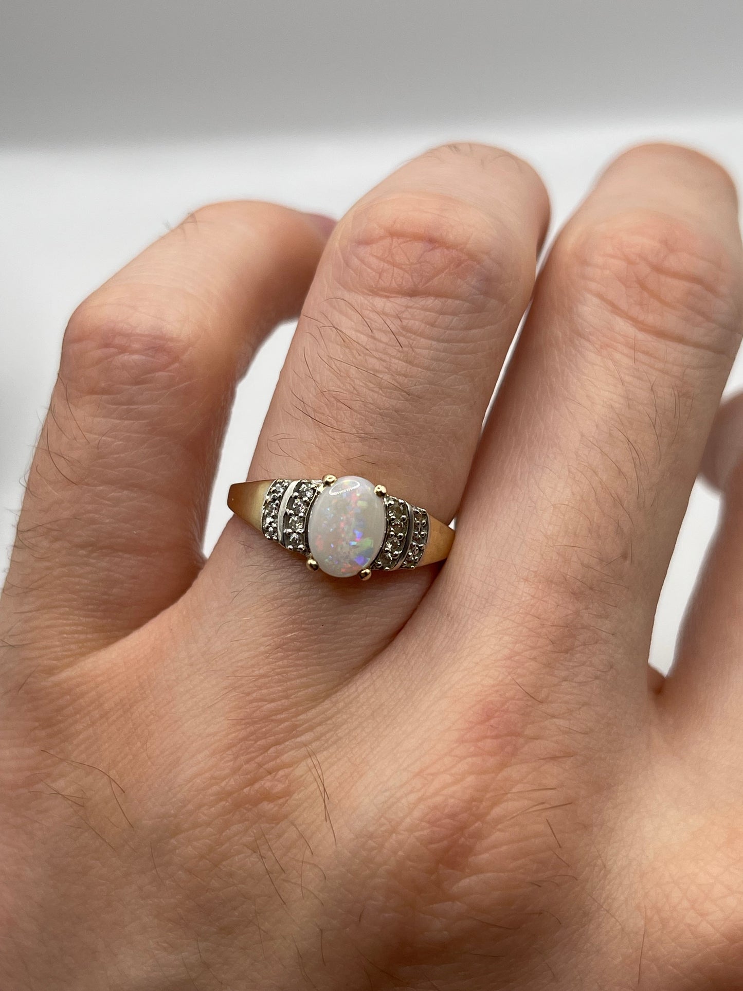 9ct gold opal and zircon ring