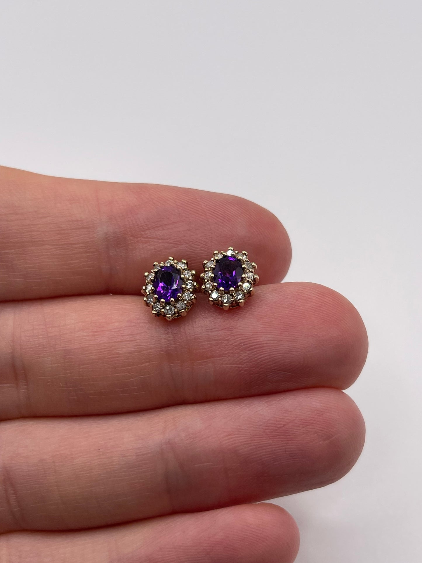 9ct gold amethyst and diamond earrings