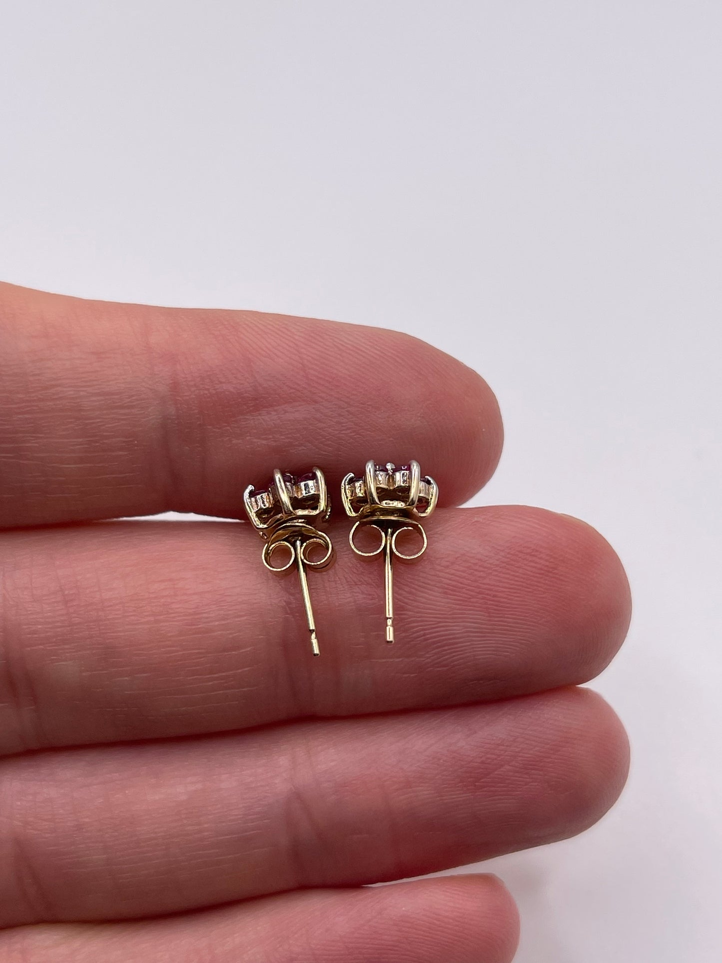 9ct gold ruby and diamond earrings