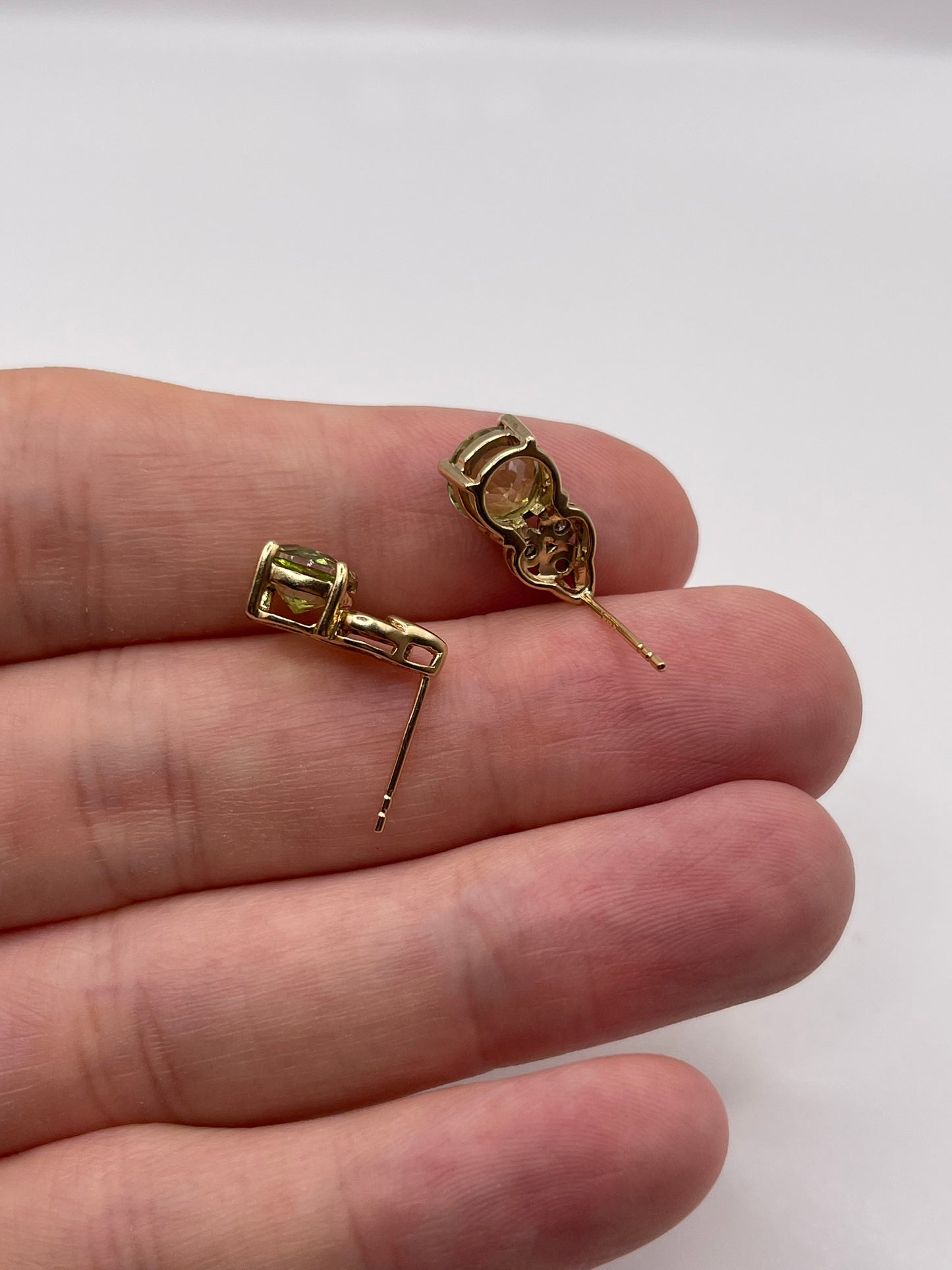9ct gold peridot and diamond earrings