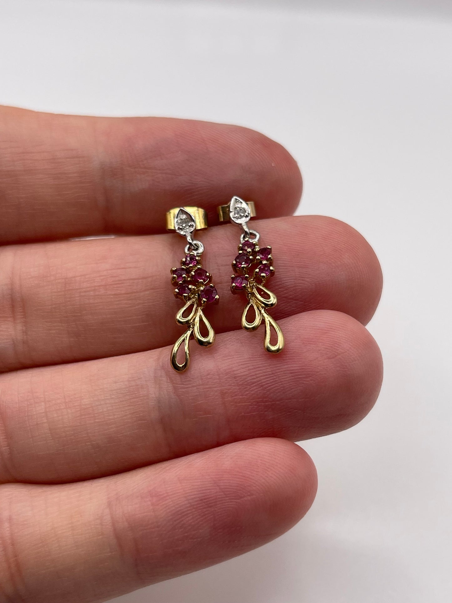 9ct gold ruby and diamond earrings