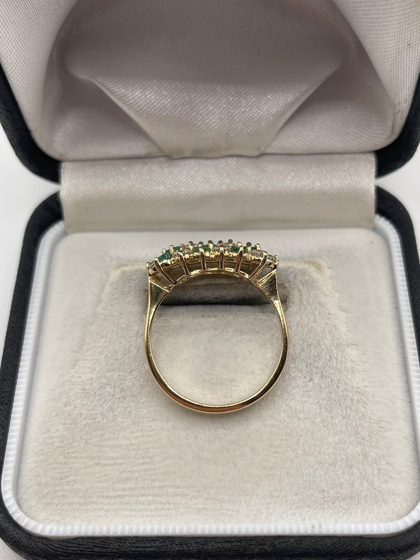 9ct gold emerald and cz ring