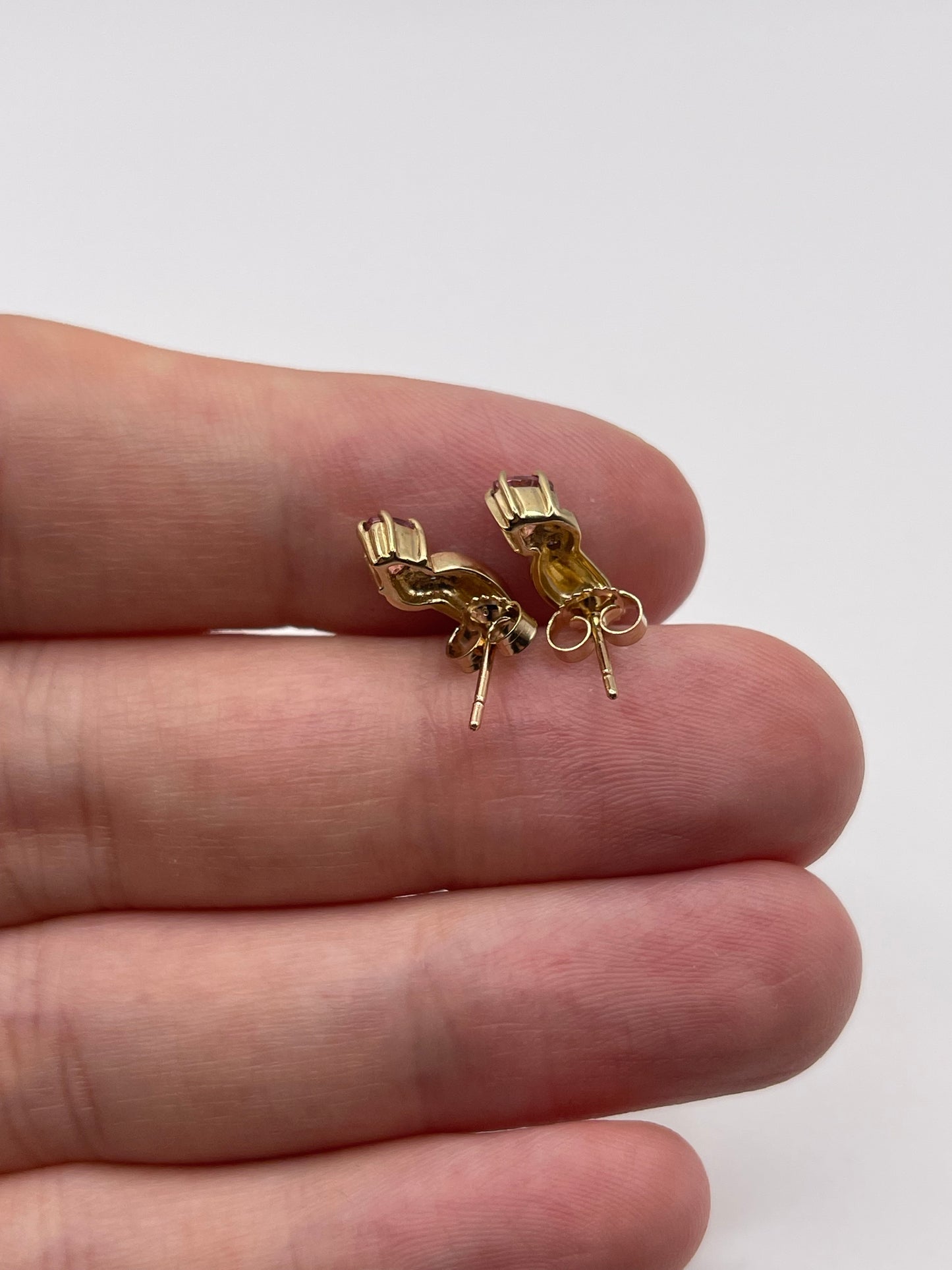 9ct gold pink topaz and diamond earrings