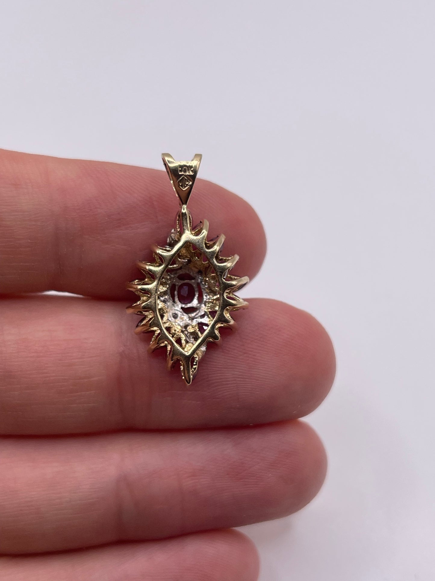 9ct gold ruby and diamond pendant